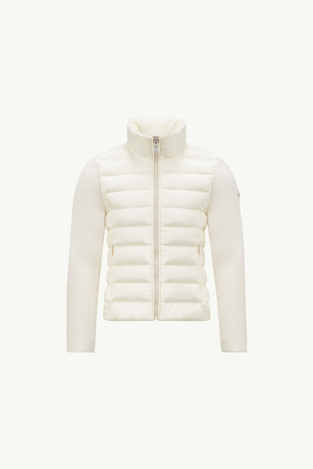 Padded Wool Zip-Up Cardigan Girl White Moncler 0