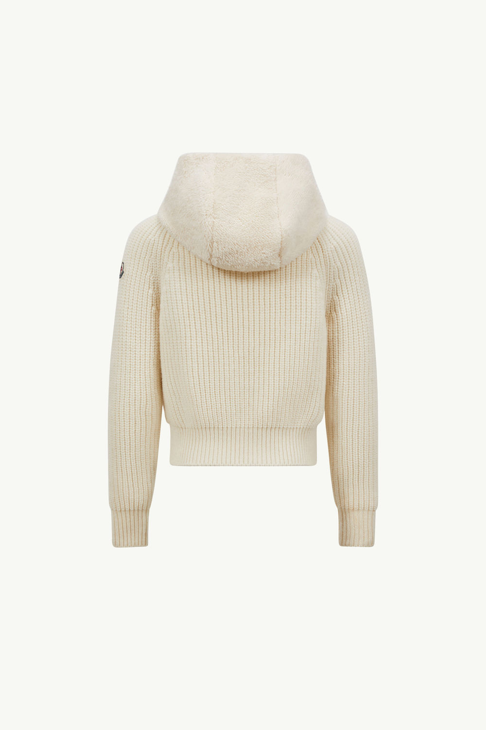 Wool & Teddy Zip-Up Hoodie Girl White Ivory Moncler 2