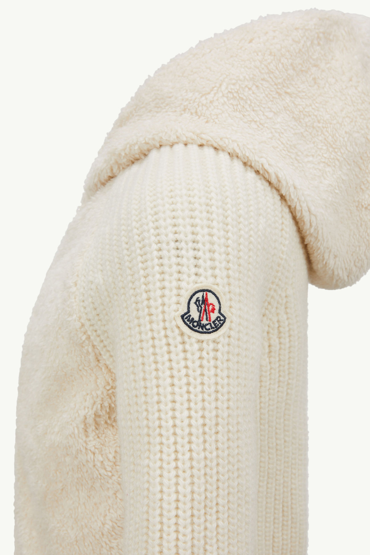 女童羊毛和泰迪绒拉链连帽卫衣 女童 象牙白 Moncler 3