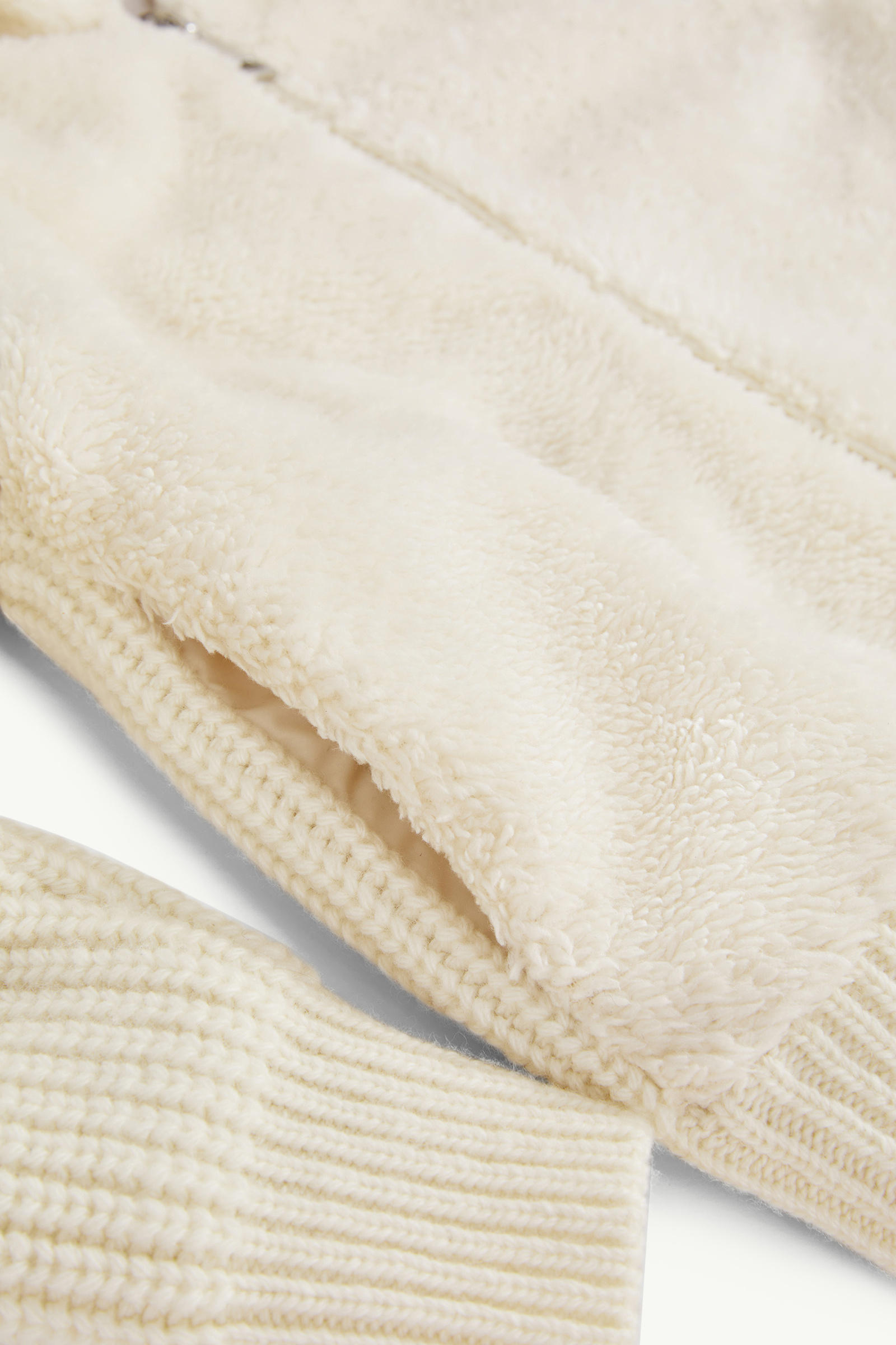 Wool & Teddy Zip-Up Hoodie Girl White Ivory Moncler 5