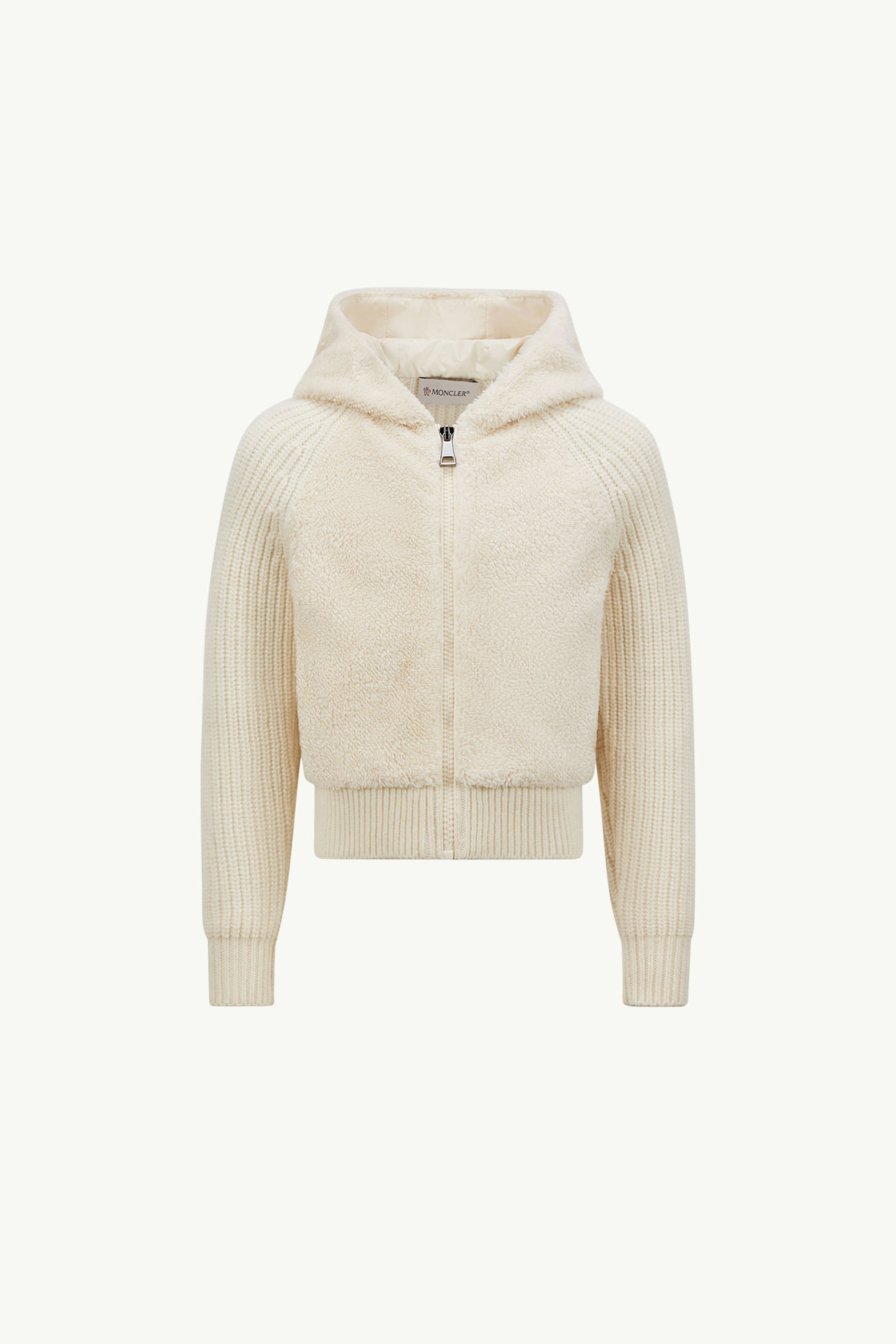 羊毛泰迪布拉鏈連帽衫 女童 象牙白色 Moncler 0