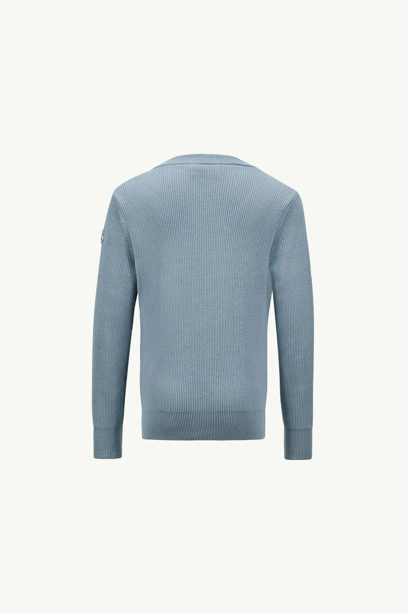 Maglione in cotone con logo in corsivo ricamato Bambino Celeste Moncler 2