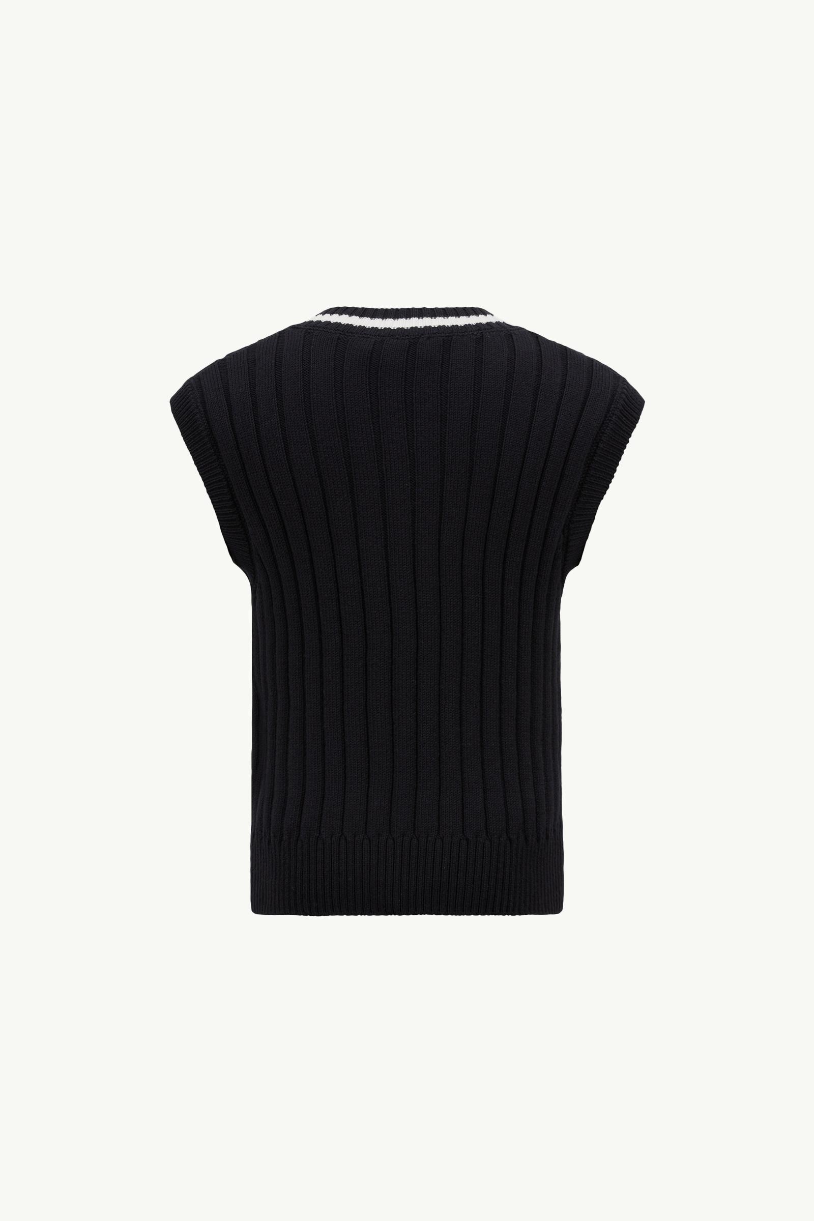 Cotton V-Neck Gilet Boy Navy Blue Moncler 1