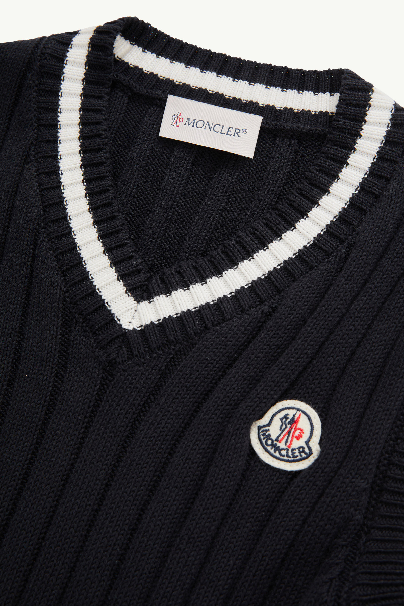 Cotton V-Neck Gilet Boy Navy Blue Moncler 3
