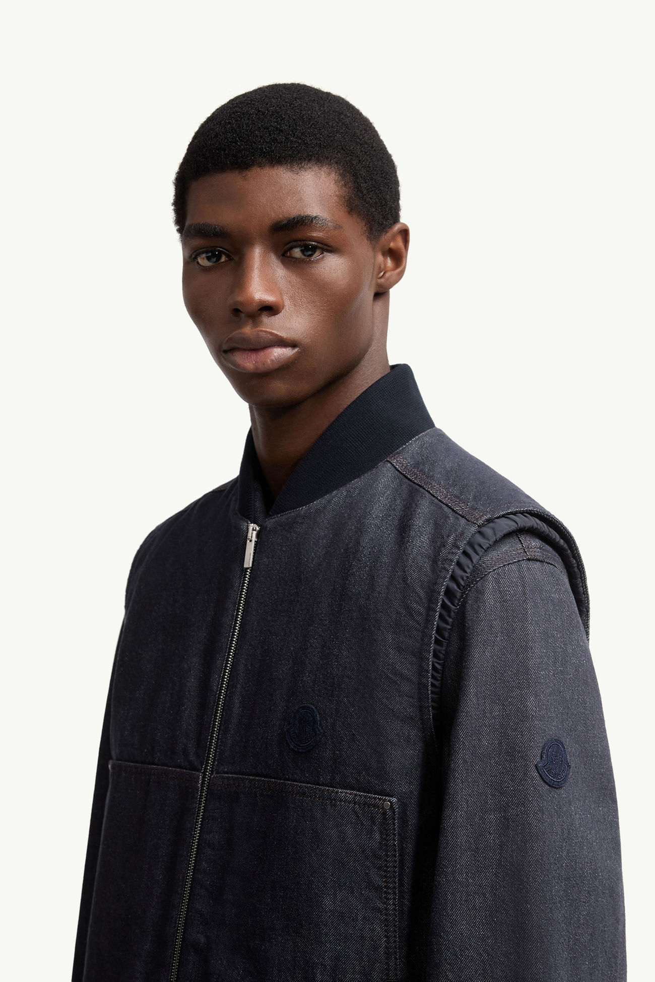 Chaleco plumífero de tejido vaquero Ranche Hombre Azul Denim Moncler 1