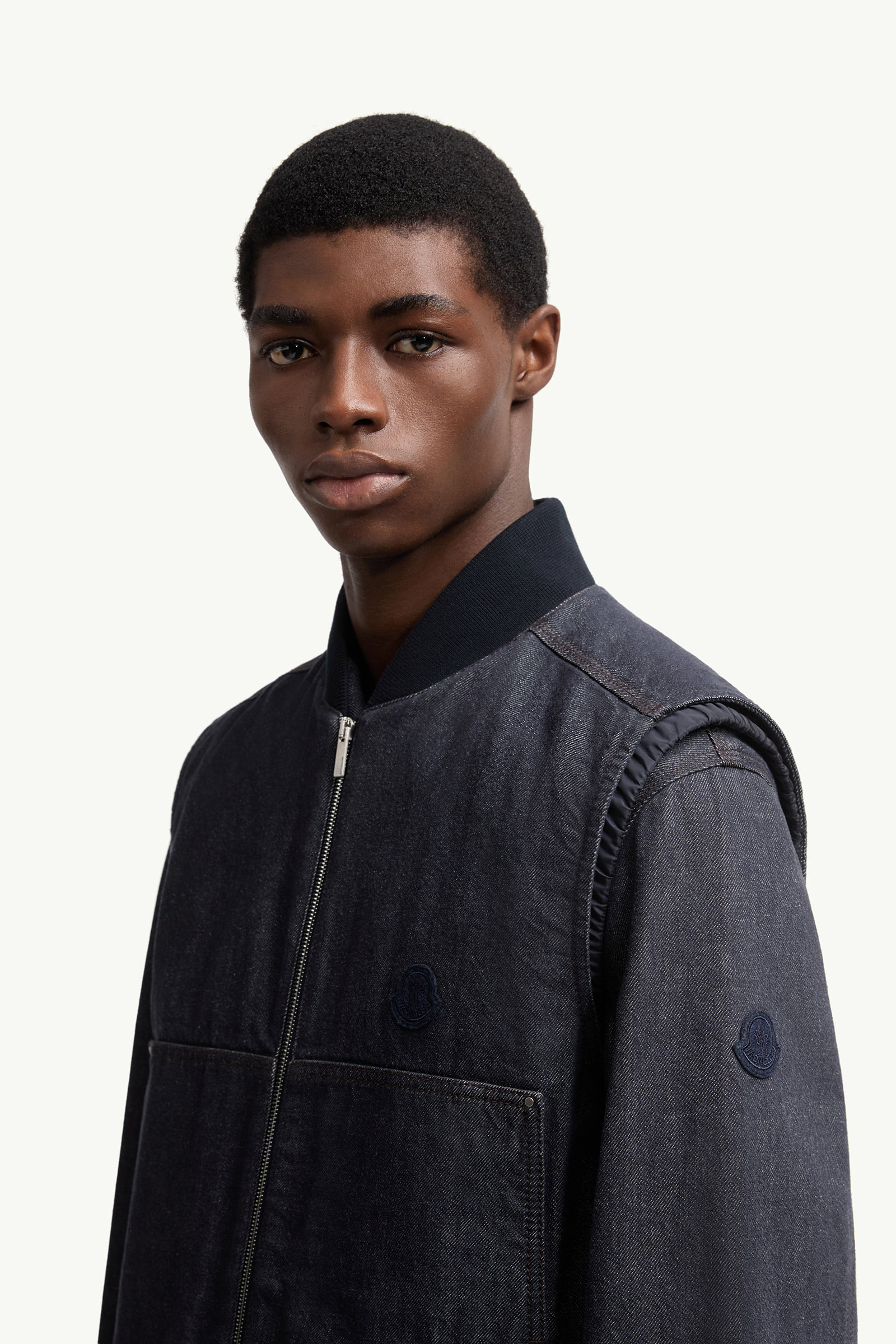 Ranche Denim Down Gilet Men Denim Blue Moncler 1