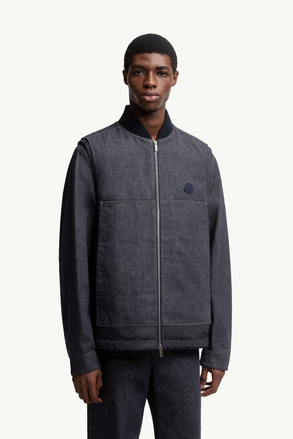 Ranche Denim Down Gilet Men Denim Blue Moncler 3