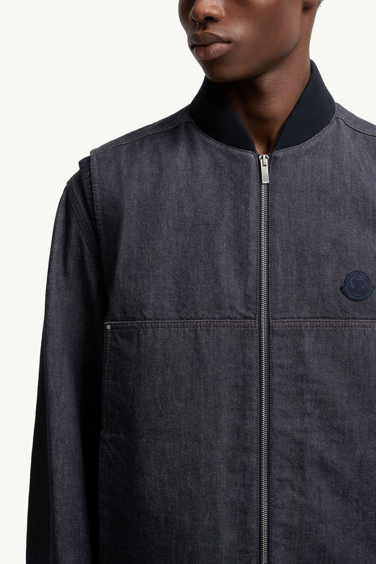 Gilet Ranche in denim imbottito in piuma Uomo Blu Denim Moncler 6