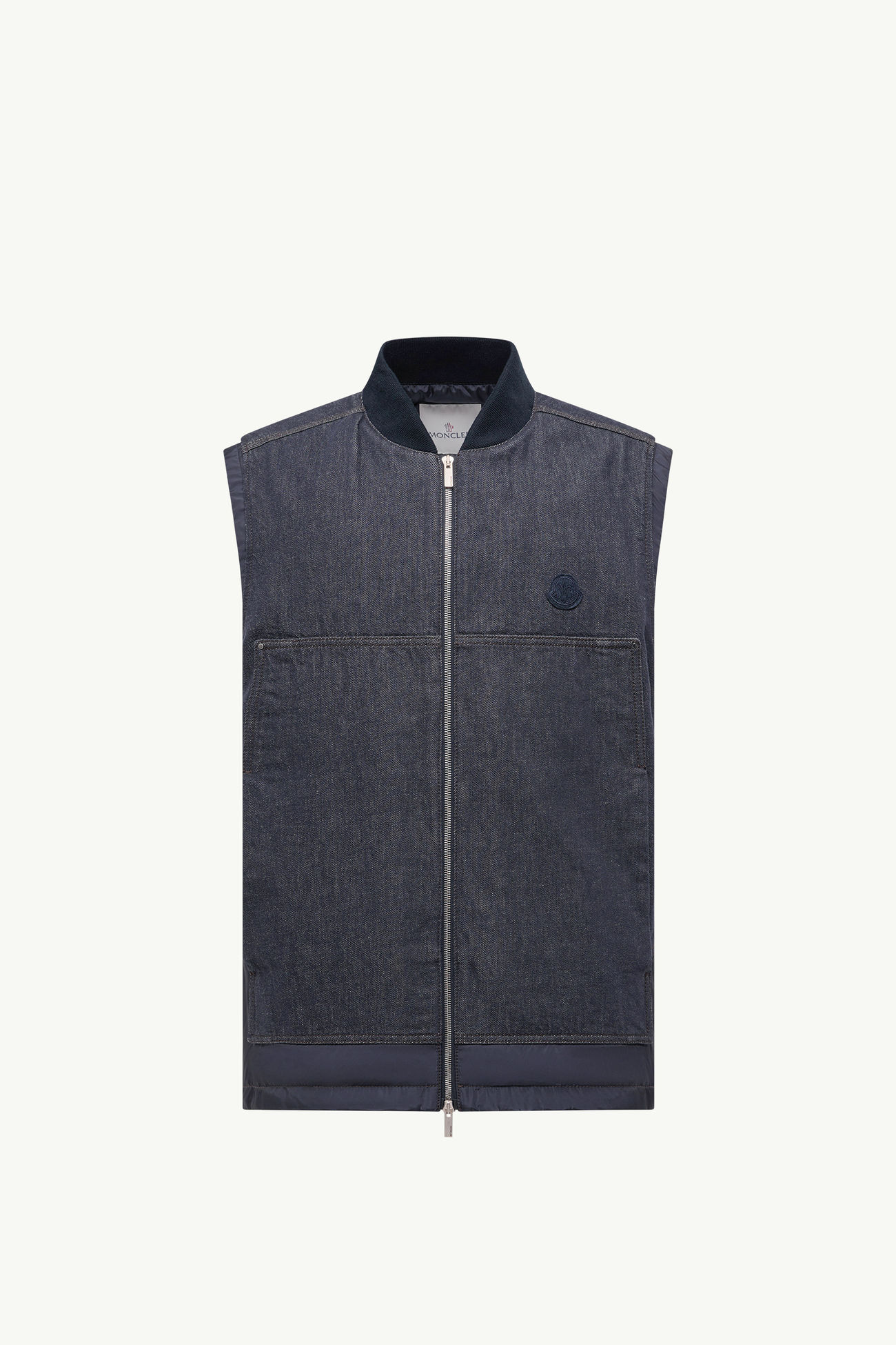 Ranche Denim Down Vest Men Denim Blue Moncler 2
