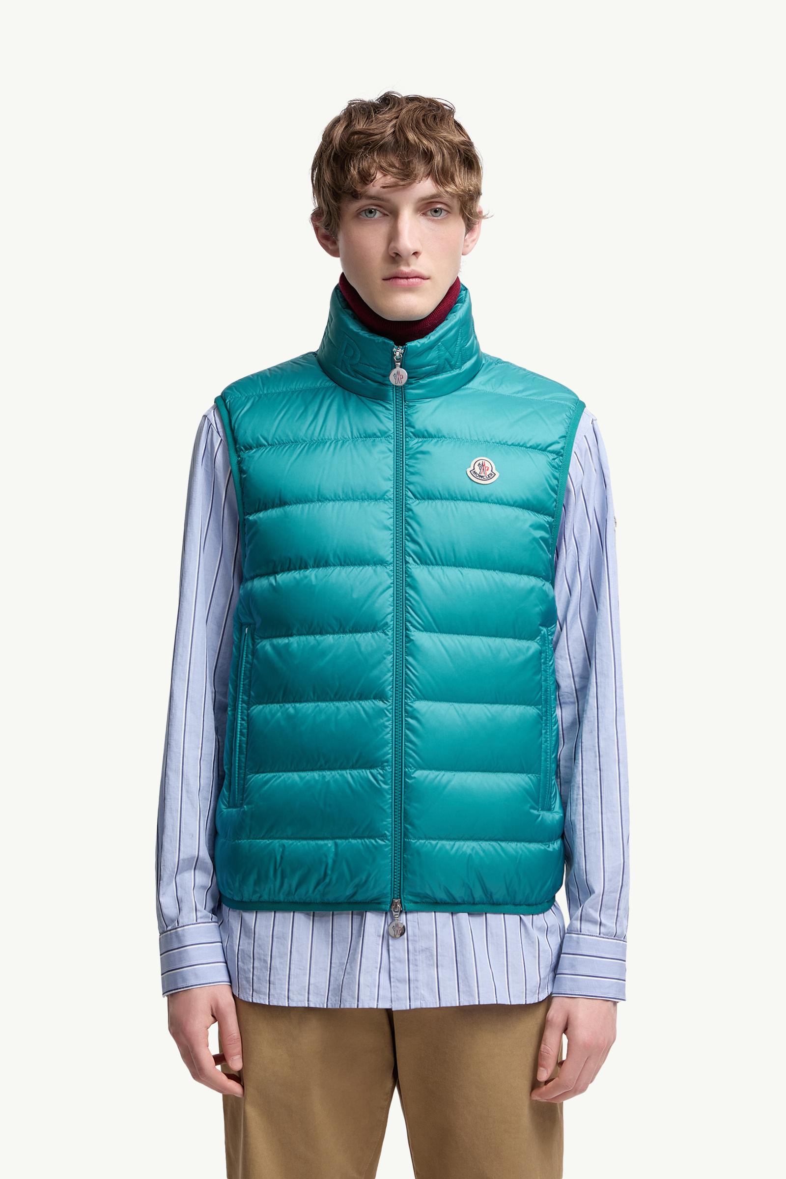 MONCLER COURRIER ダウンベスト T2 Turquoise Rocoque Down Vest - Vests for Men | Moncler US