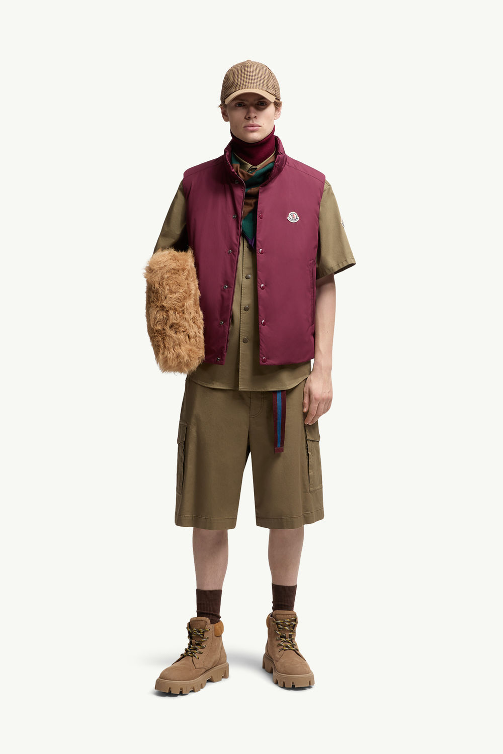 Pilat Short Down Gilet Men Burgundy Moncler 0