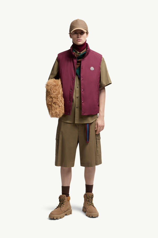 Pilat Short Down Gilet Men Burgundy Moncler 0