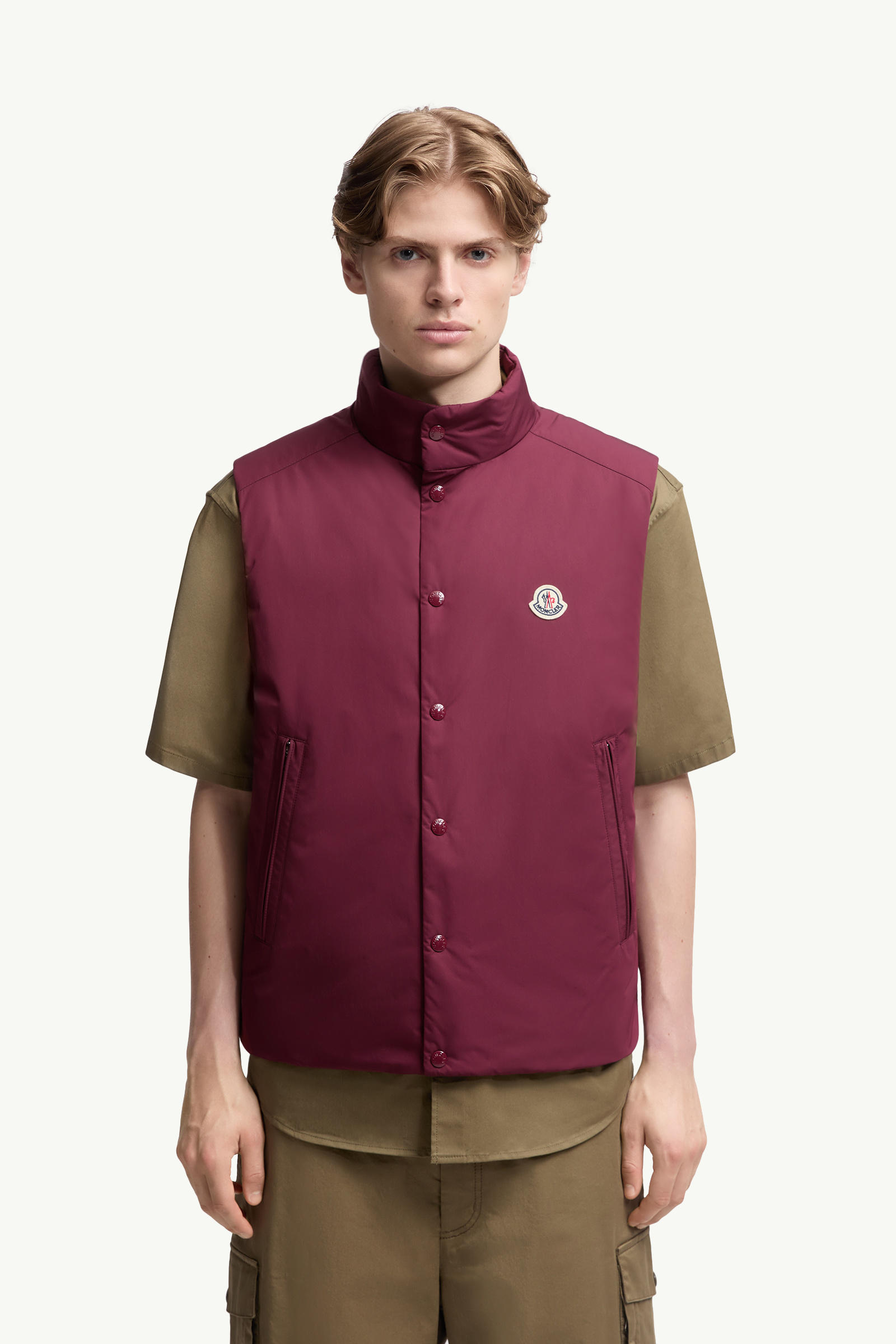 Pilat Short Down Gilet Men Burgundy Moncler 3