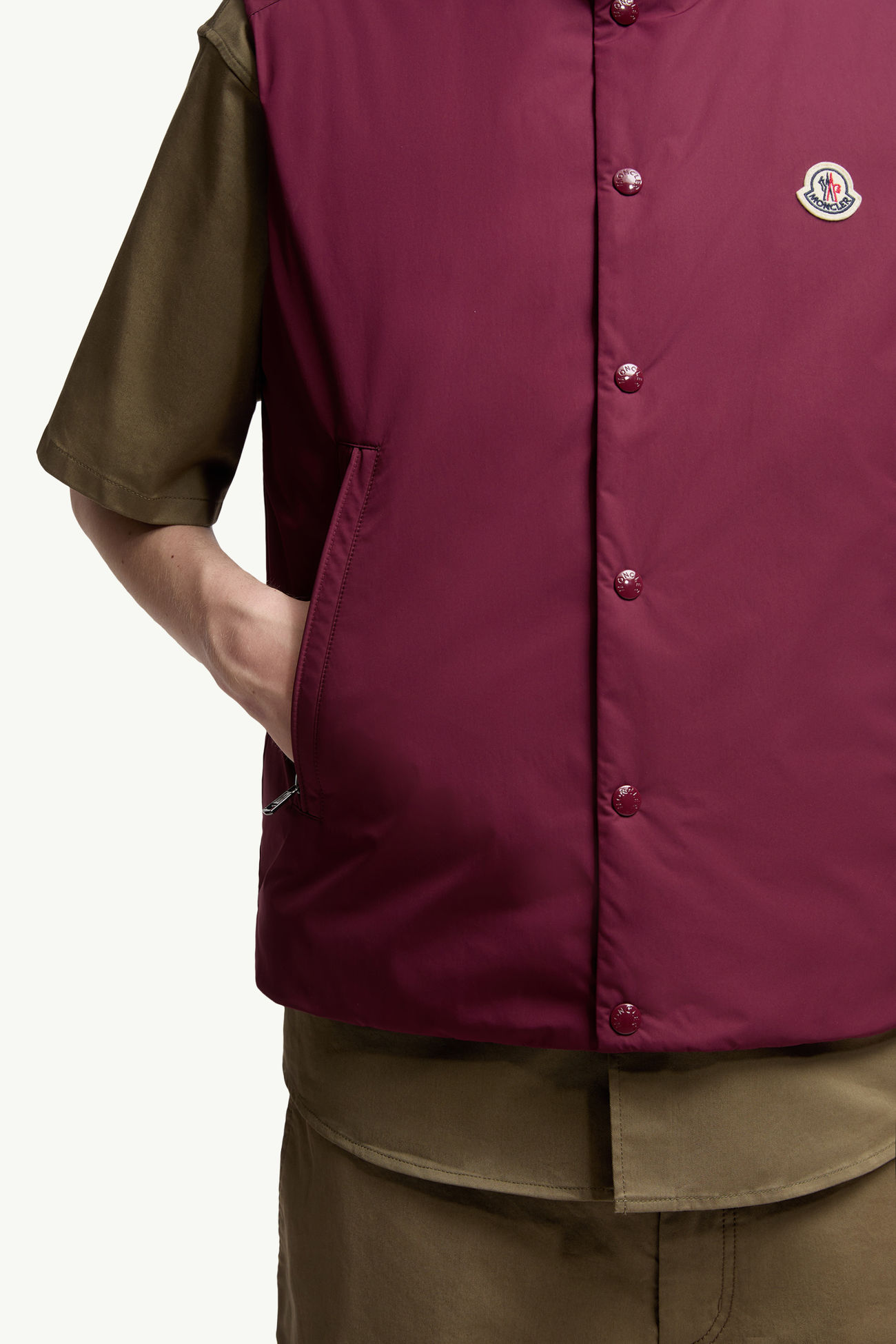 Pilat Short Down Vest Men Burgundy Moncler 5