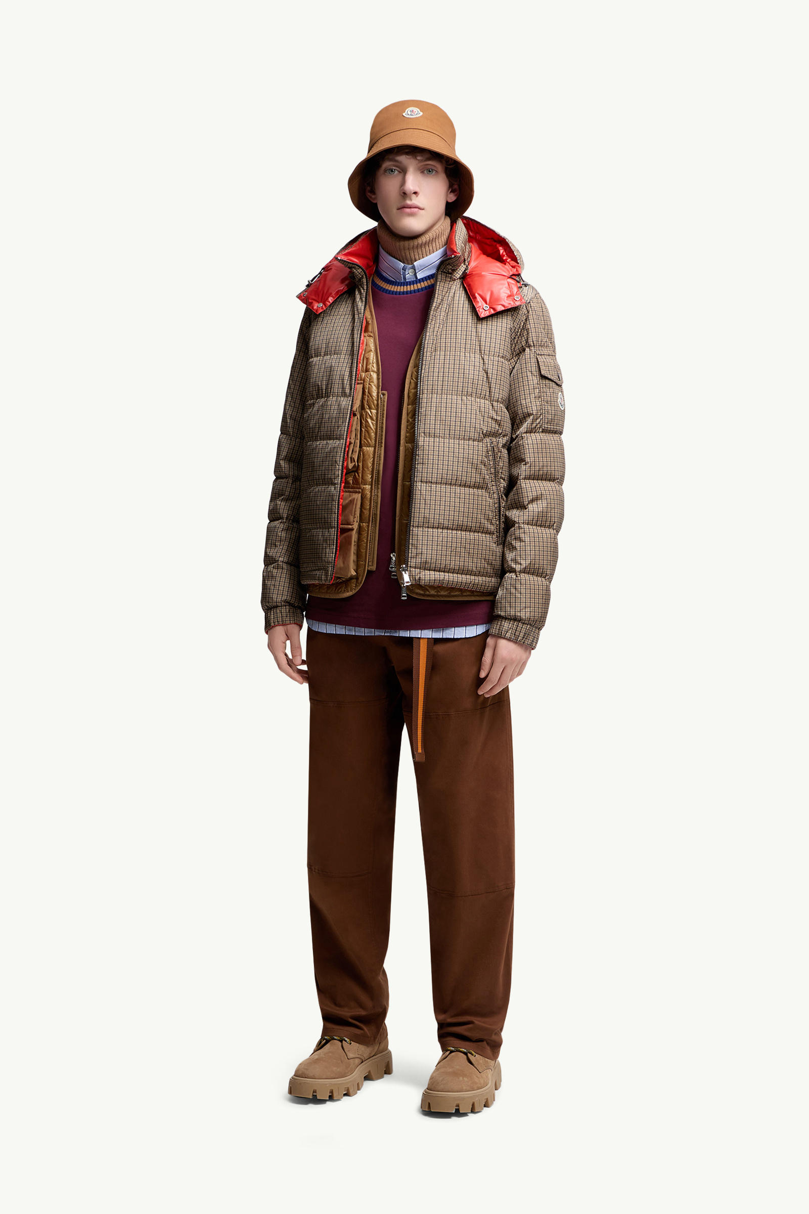 Jonage Reversible Hooded Short Down Jacket Men Brown Moncler 0
