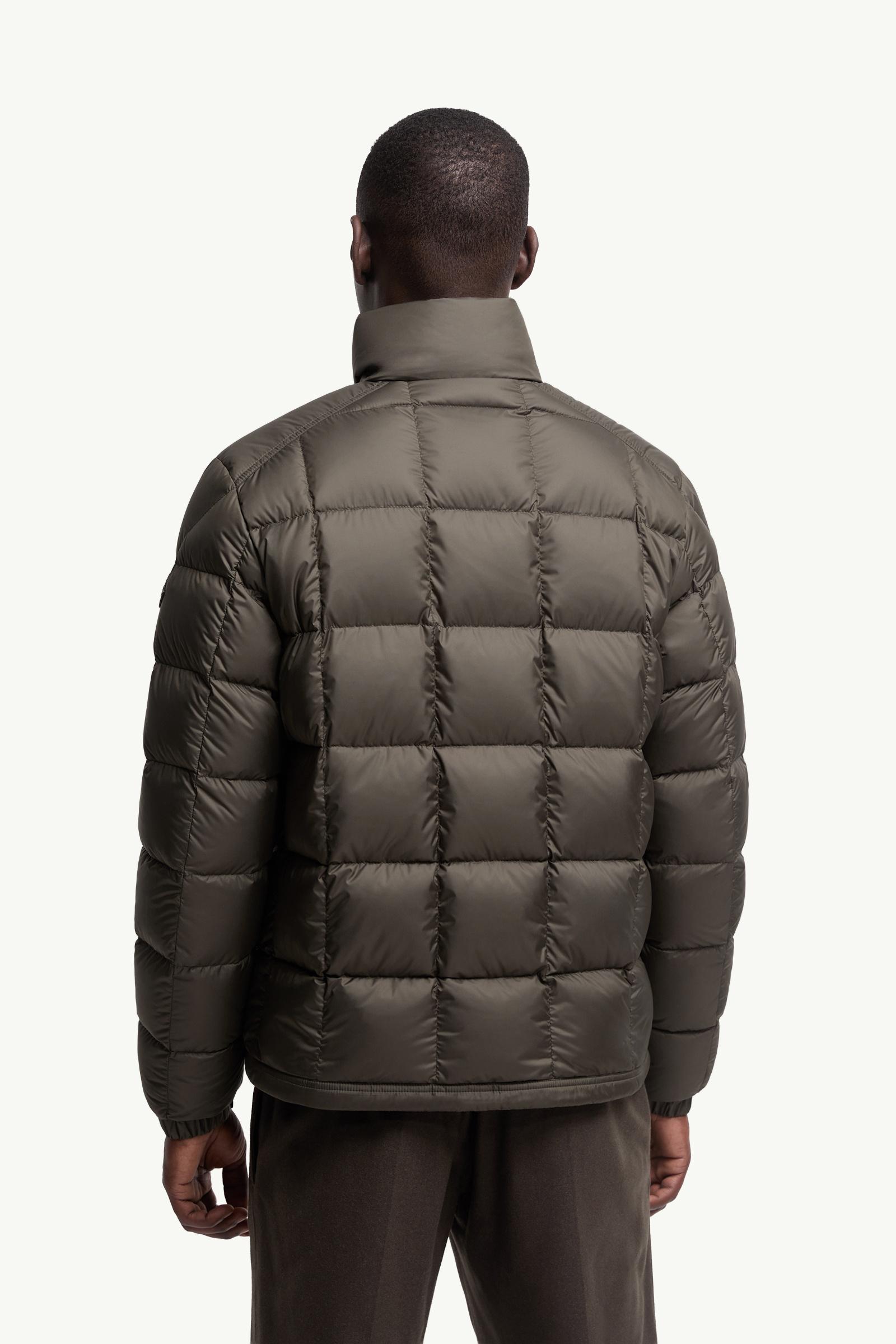 Olive Green Eglise Square-Quilted Hooded Short Down Jacket - Short