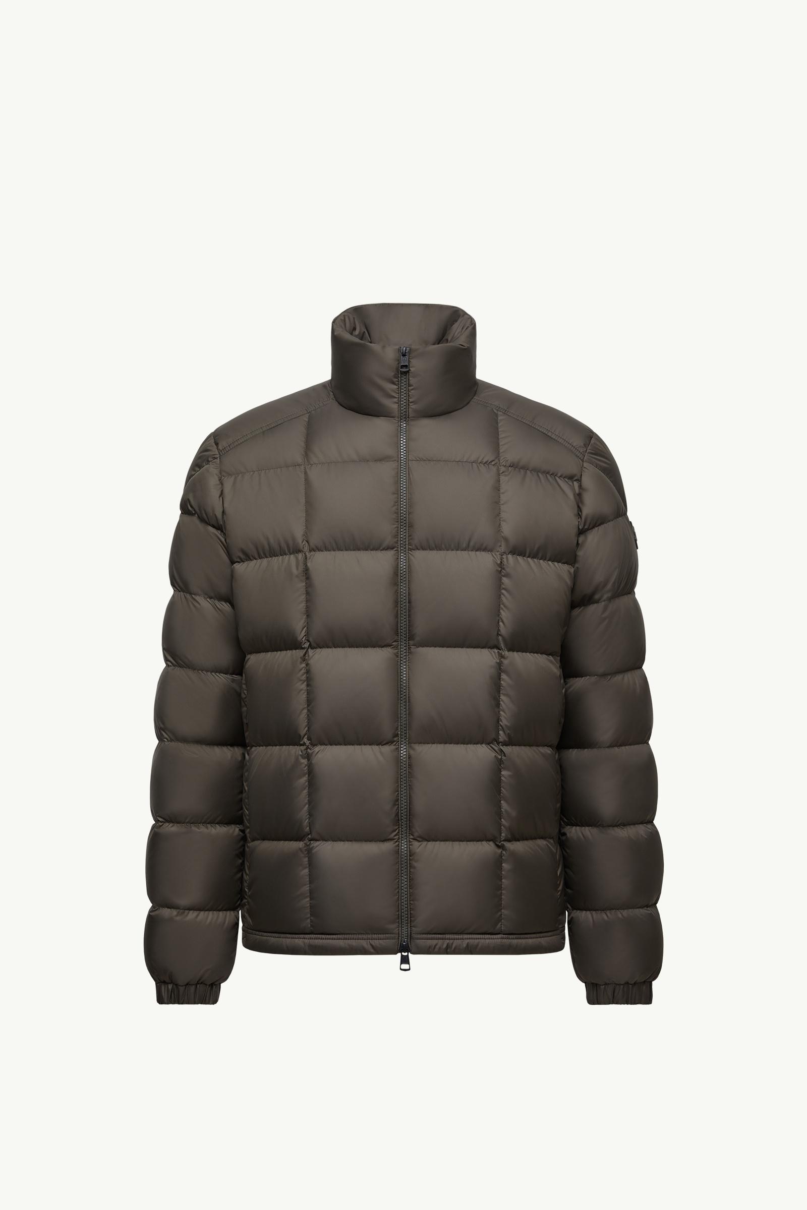 Olive Green Eglise Square-Quilted Hooded Short Down Jacket - Short