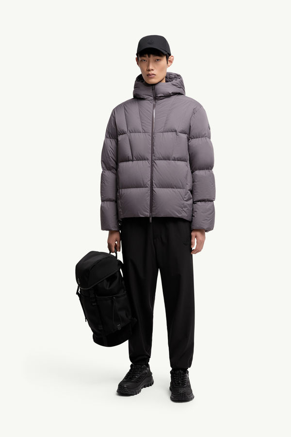 Doudoune courte à capuche Fusain Hommes Gris foncé Moncler 0