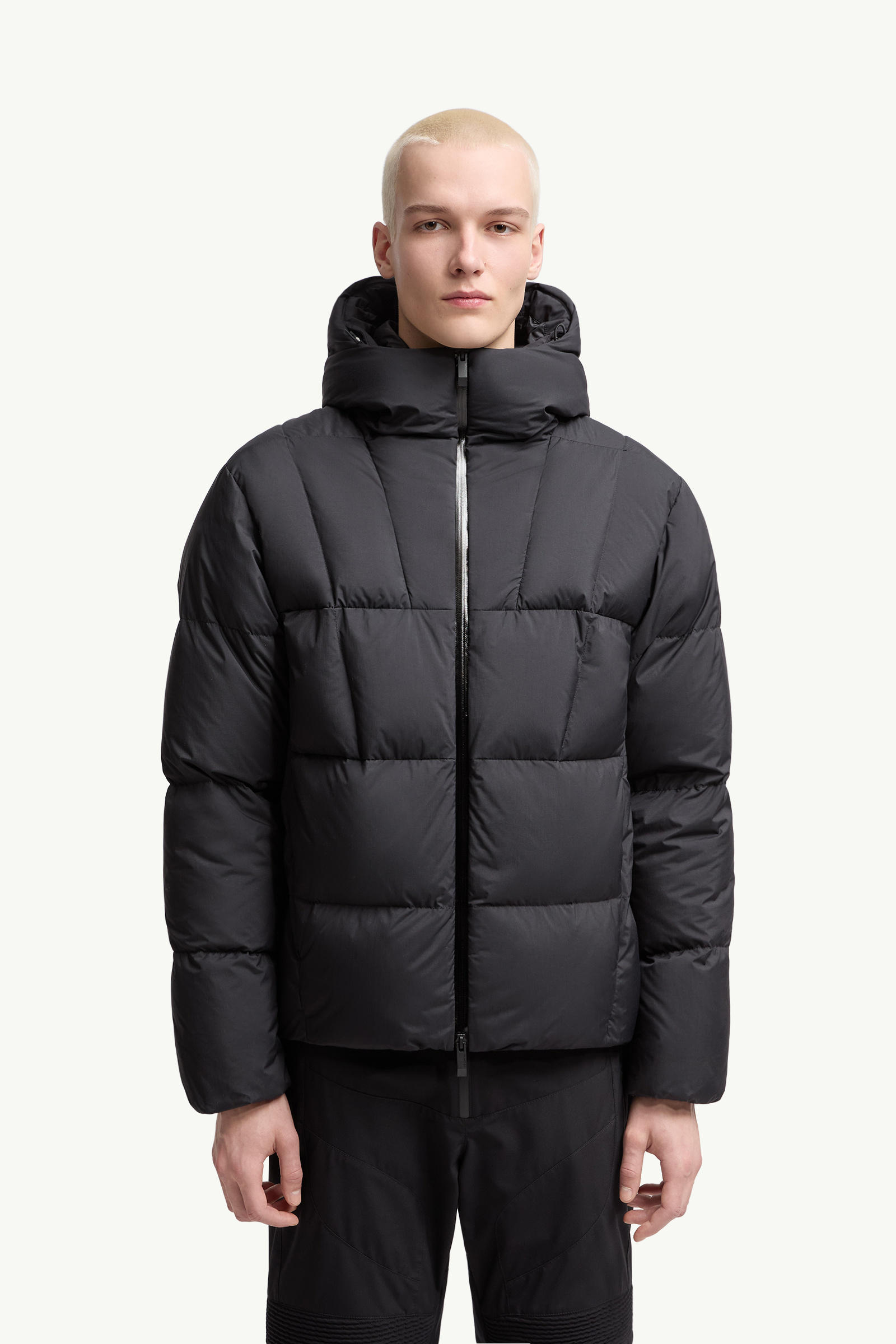 Fusain Hooded Short Down Jacket Men Black Moncler 3