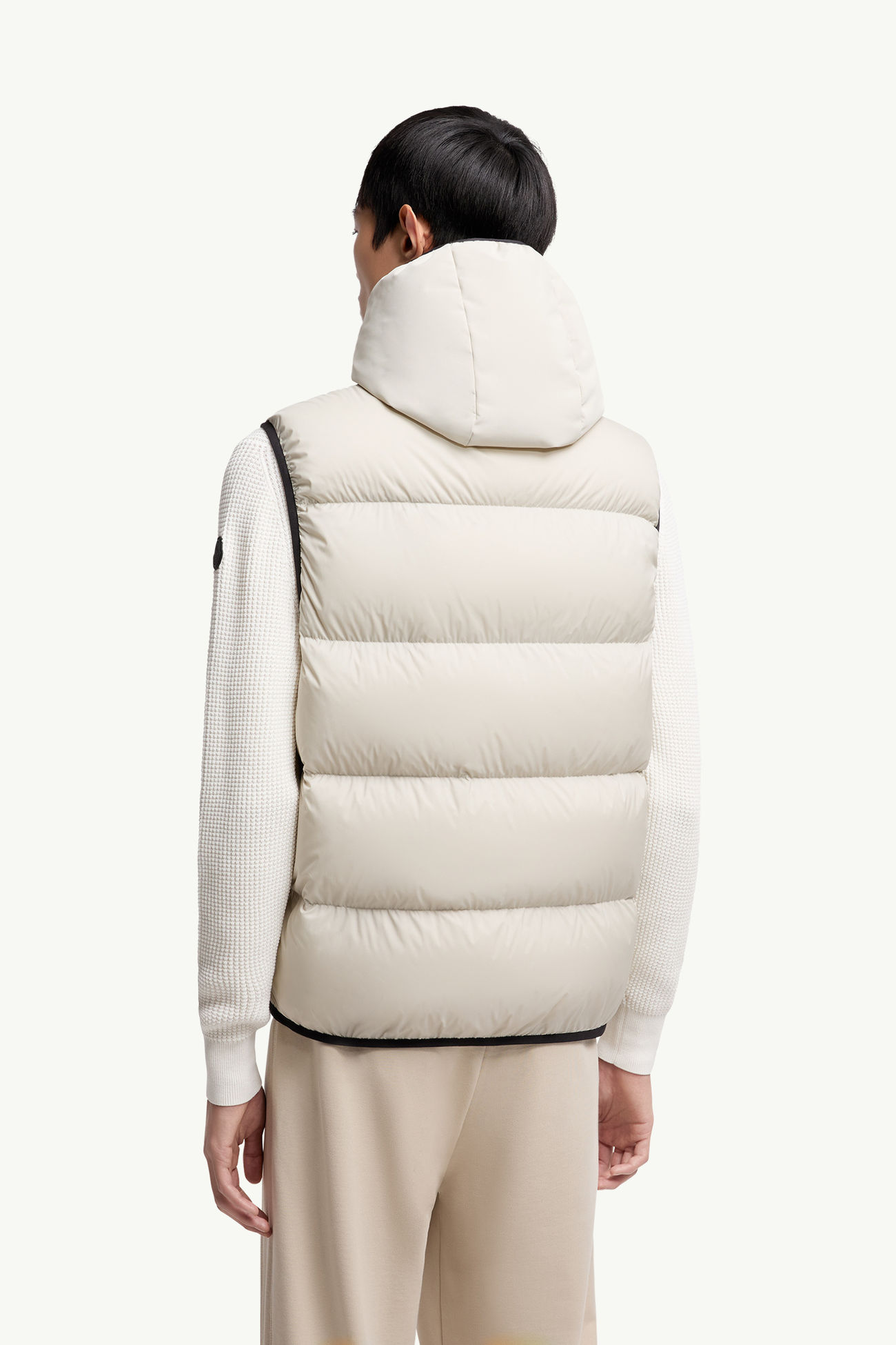 Guersac斜紋絎縫連帽羽絨背心 男士 冰灰色 Moncler 4