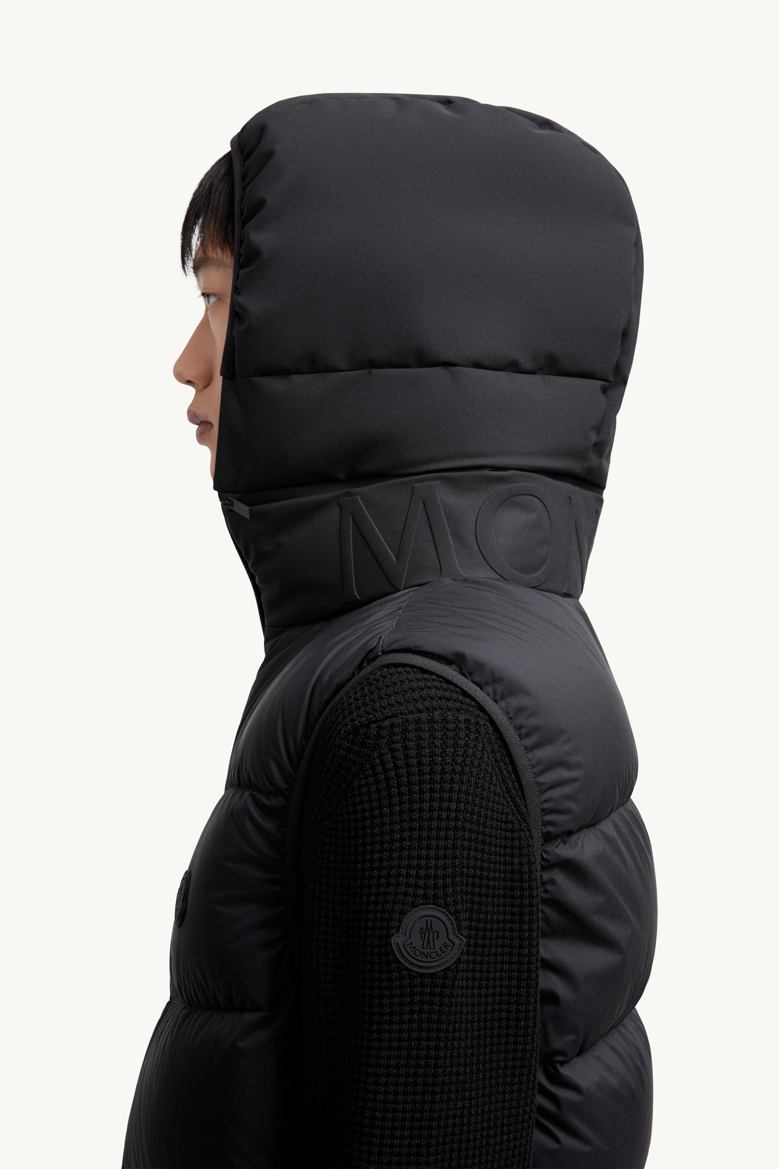 Guersac diagonal gesteppte Daunenweste mit Kapuze Herren Schwarz Moncler 1