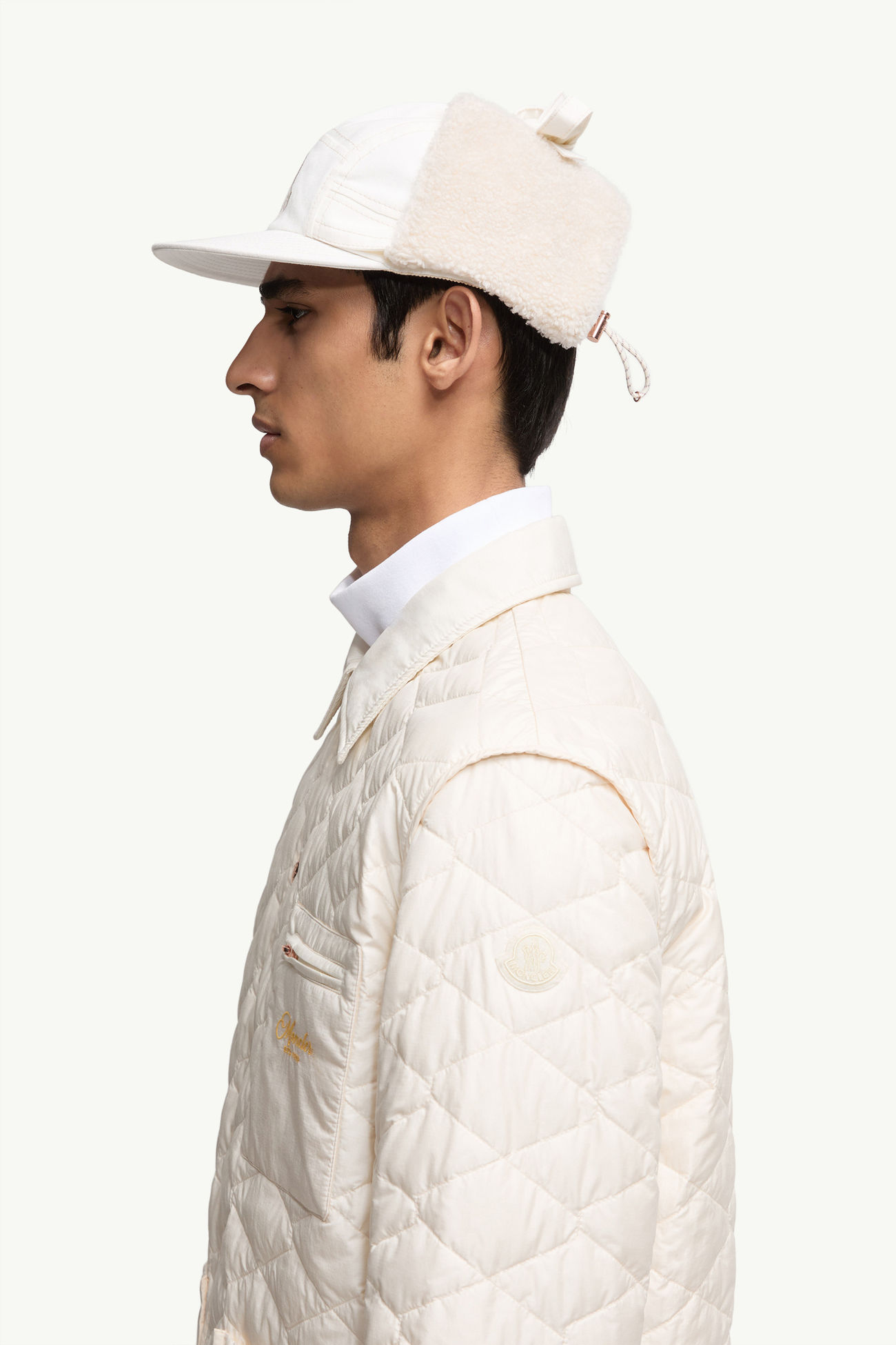 Kastos菱形絎縫夾層恤衫式外套 男士 象牙白色 Moncler 1