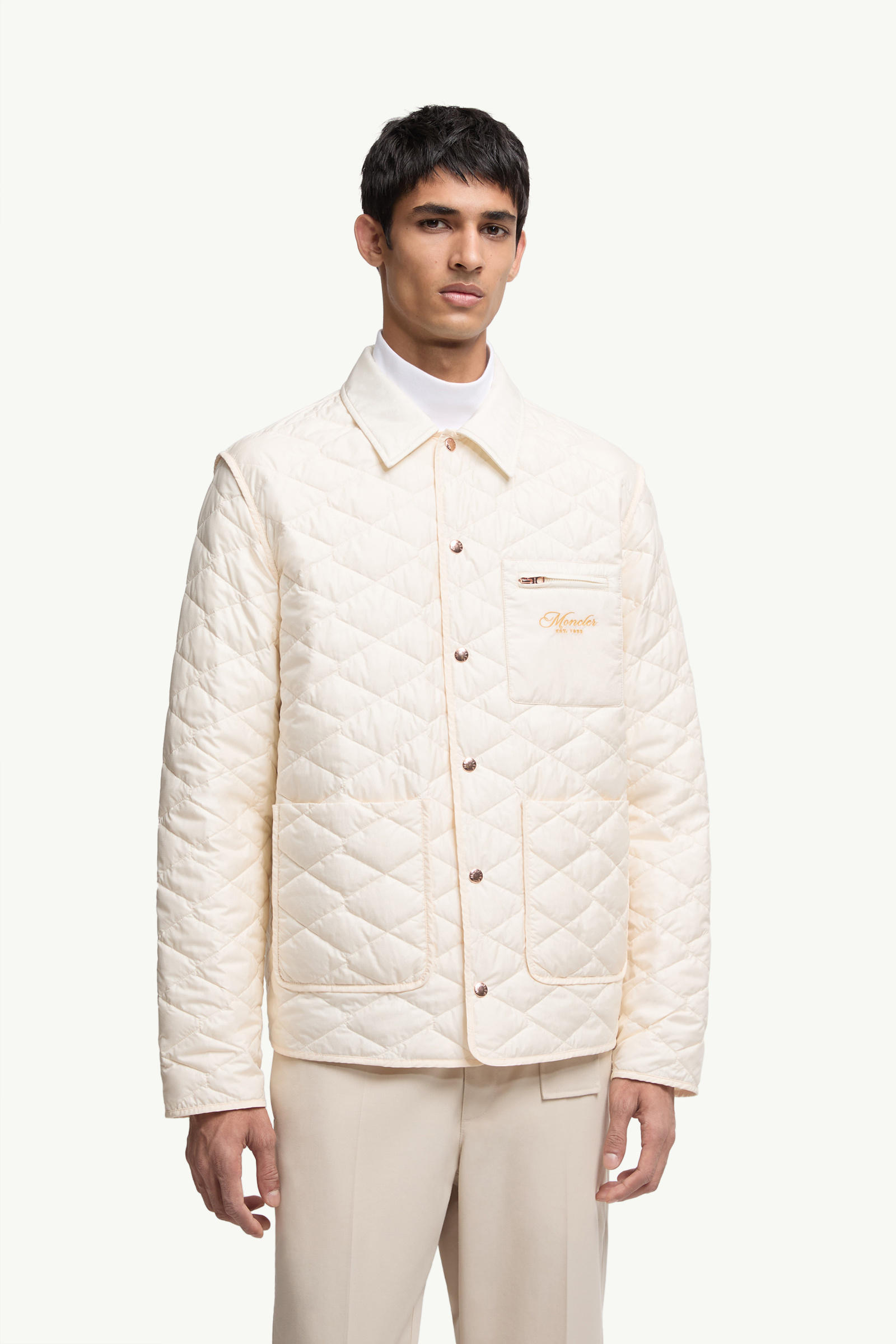 Kastos Diamond-Quilted Down Shirt Jacket Men White Ivory Moncler 3