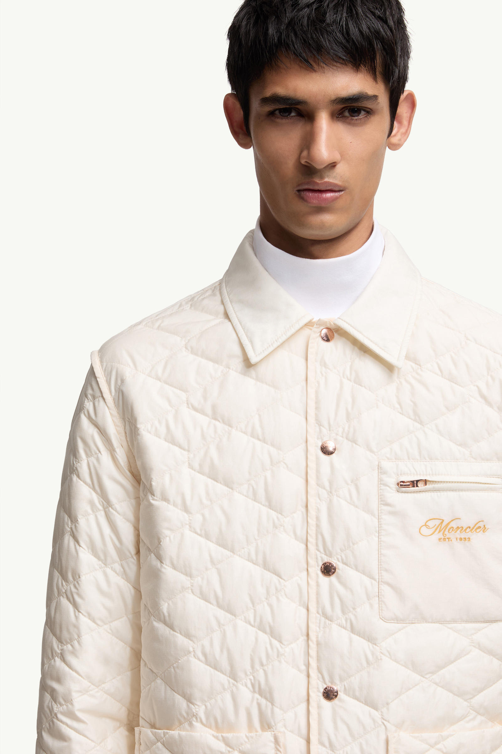 Kastos Diamond-Quilted Down Shirt Jacket Men White Ivory Moncler 5