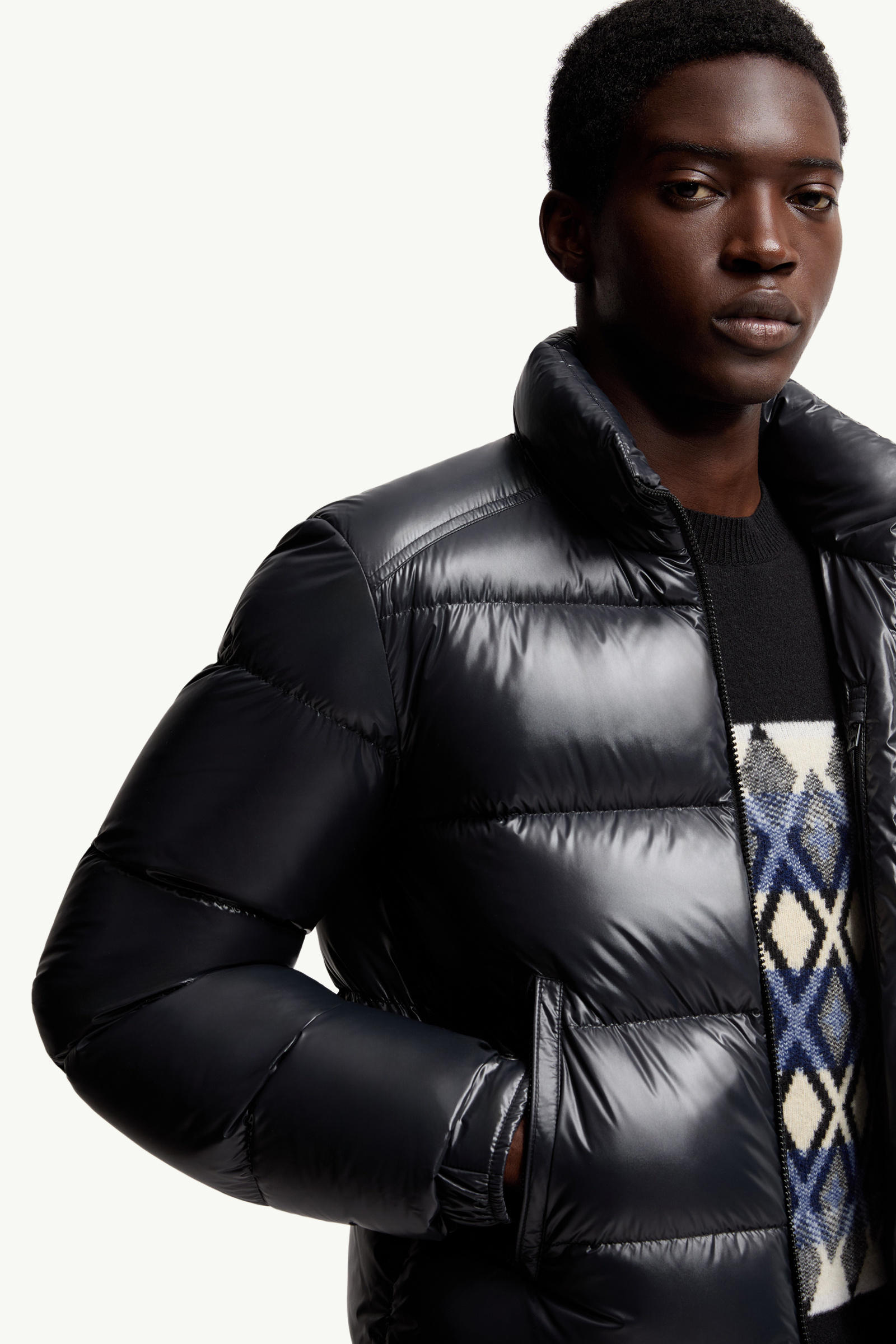 Piumino corto con cappuccio Levitha Uomo Nero Moncler 5