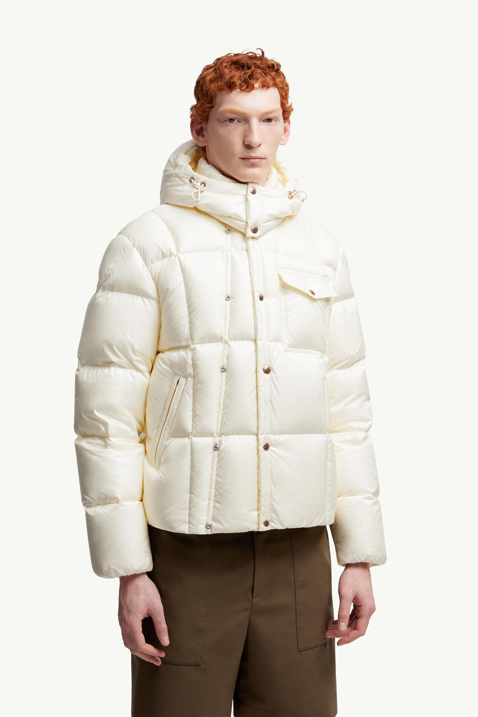 Serfanto Hooded Short Down Jacket Men White Ivory Moncler 3