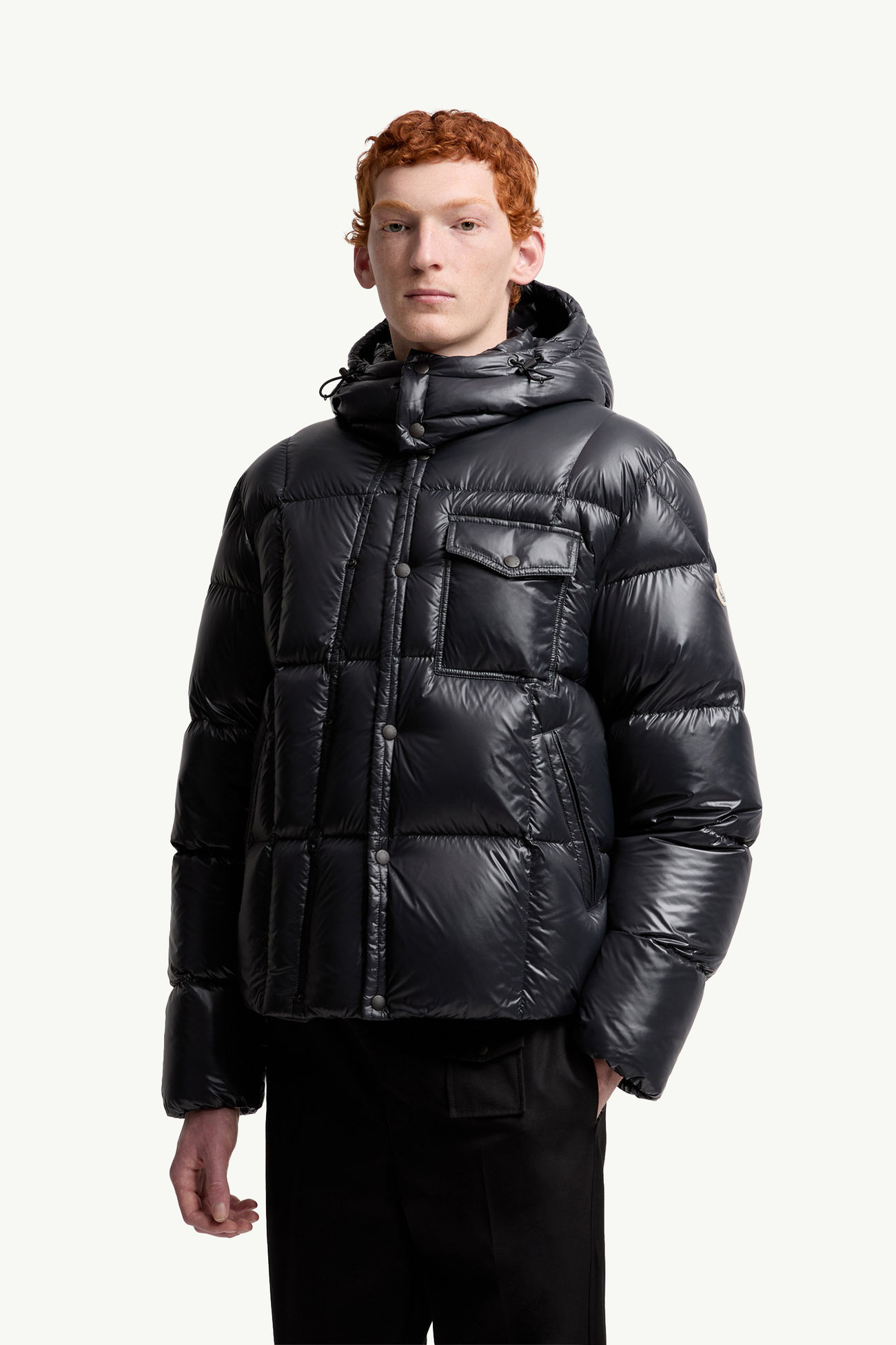Serfanto連帽短身羽絨外套 男士 黑色 Moncler 3