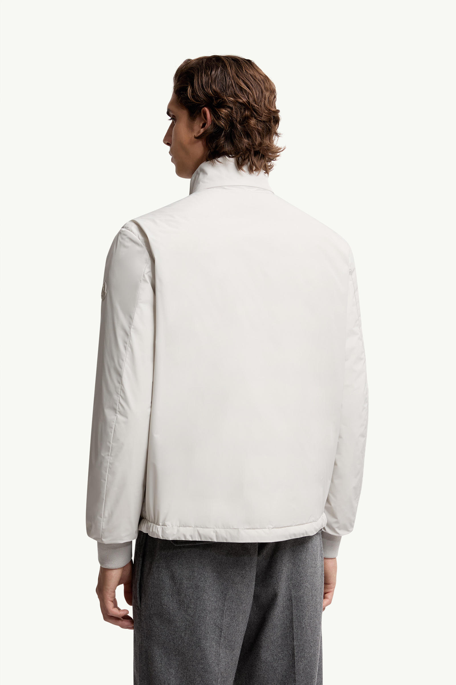 Doudoune courte à bords en cuir Lanques Hommes Gris Glacier Moncler 4