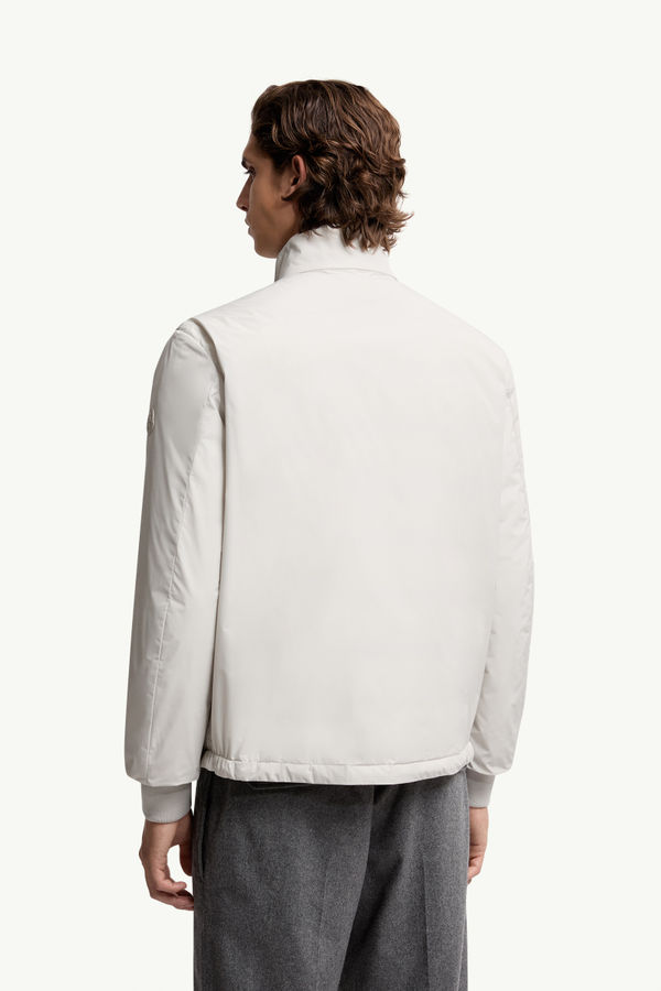 Lanques Leather-Trimmed Short Down Jacket Men Ice Gray Moncler 4