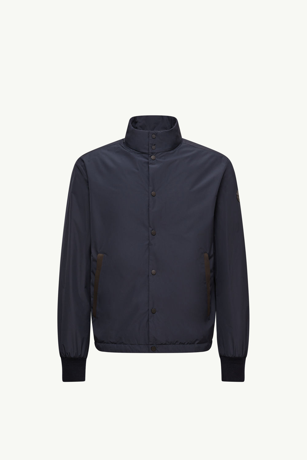 Lanques Leather-Trimmed Short Down Jacket Men Navy Blue Moncler 2