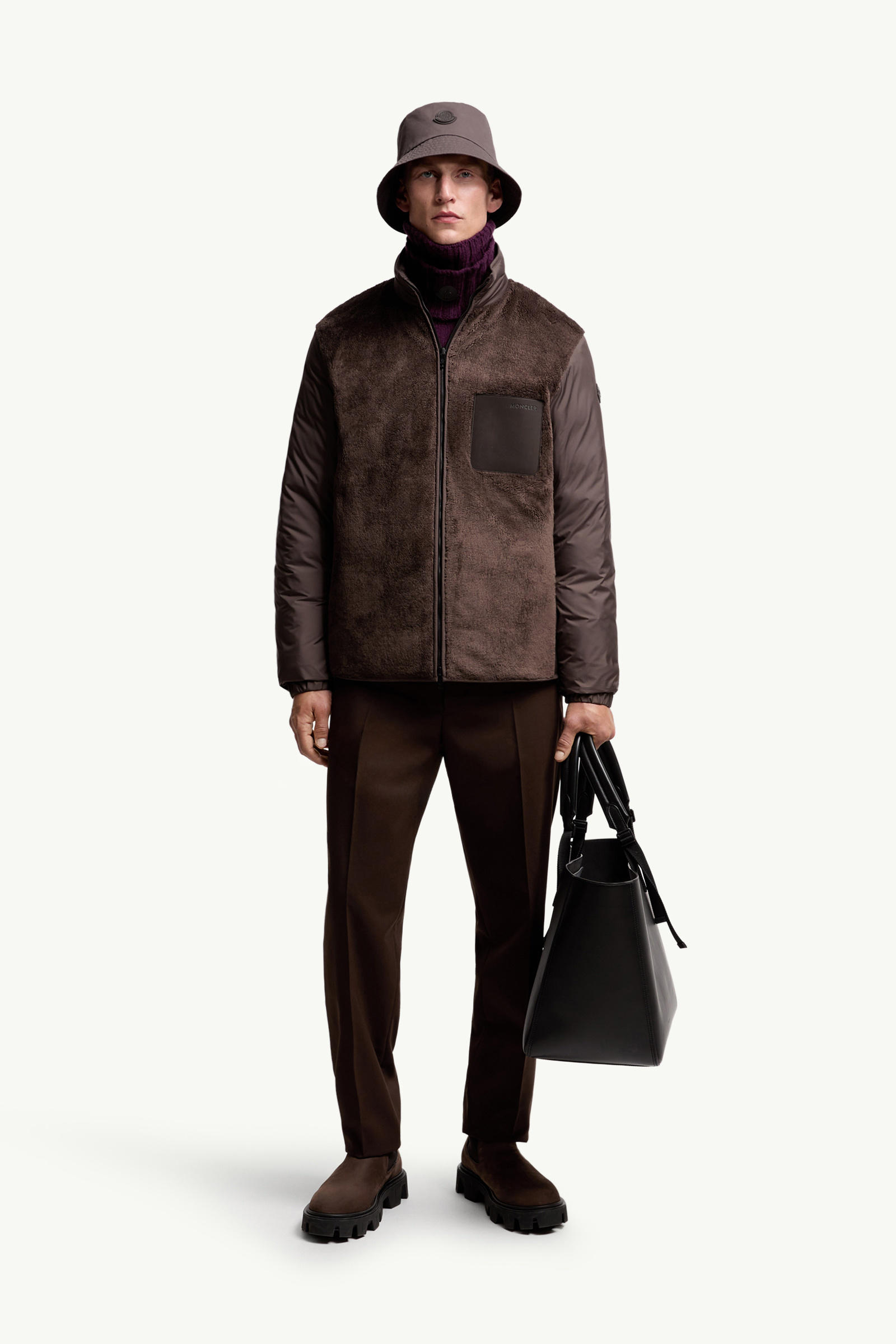Livra Reversible Teddy Short Down Jacket Men Brown Moncler 0