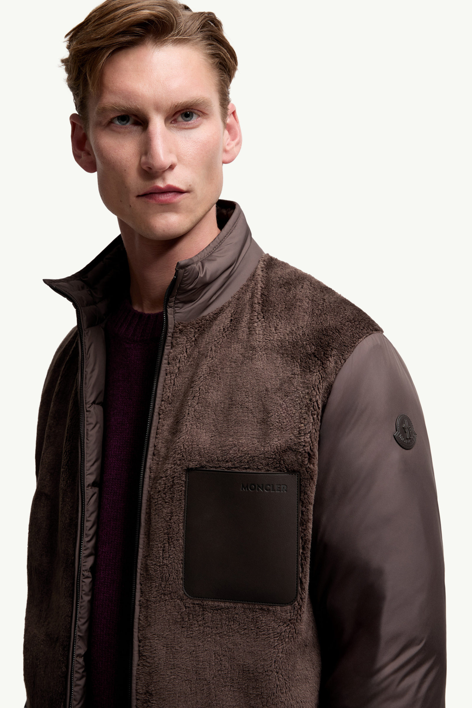 Livra wendbare kurze Teddy-Daunenjacke Herren Braun Moncler 7