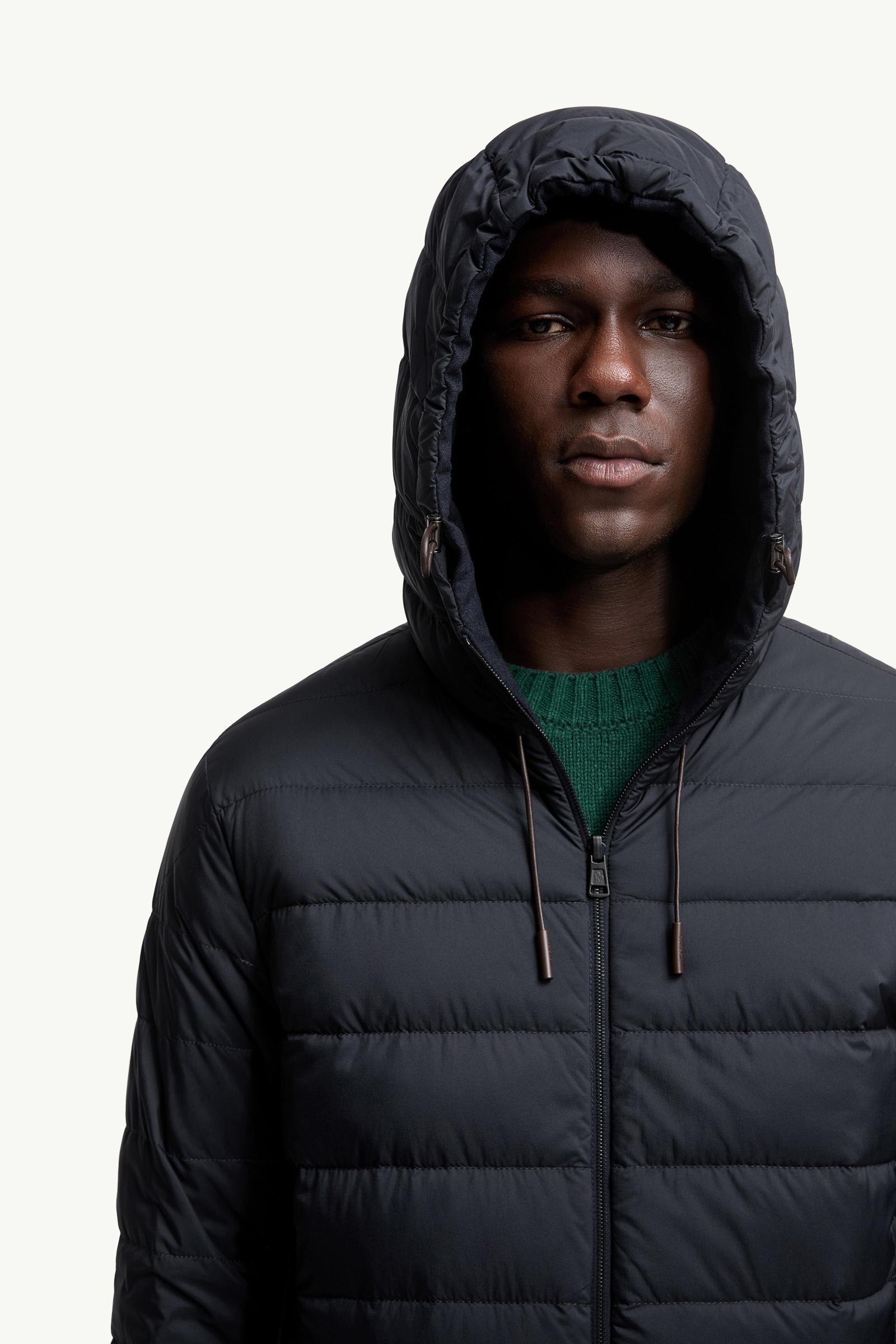 Navy Blue Guerande Reversible Hooded Short Down Jacket