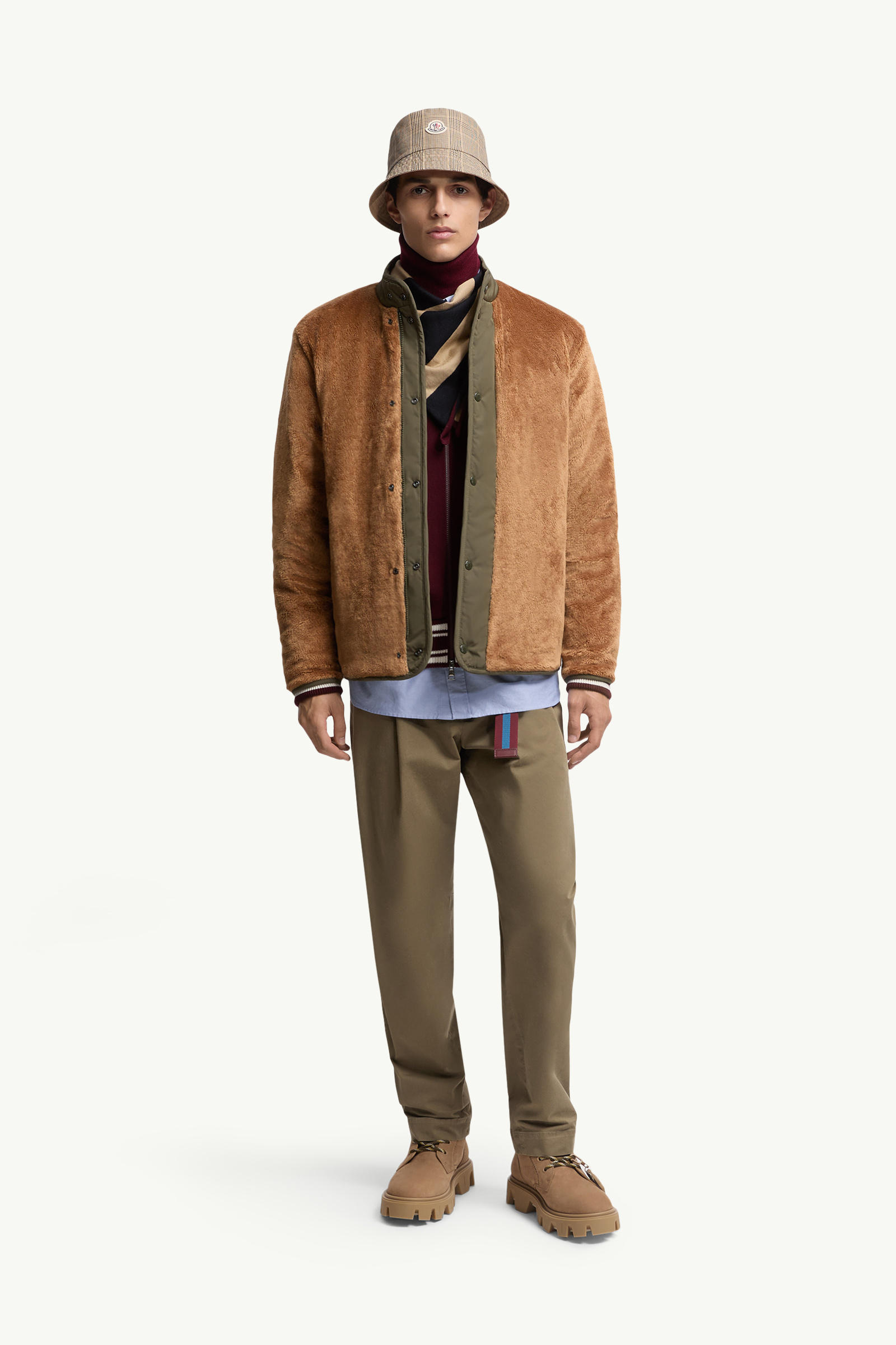 Rentignat Reversible Teddy Short Padded Jacket Men Camel Beige Moncler 0