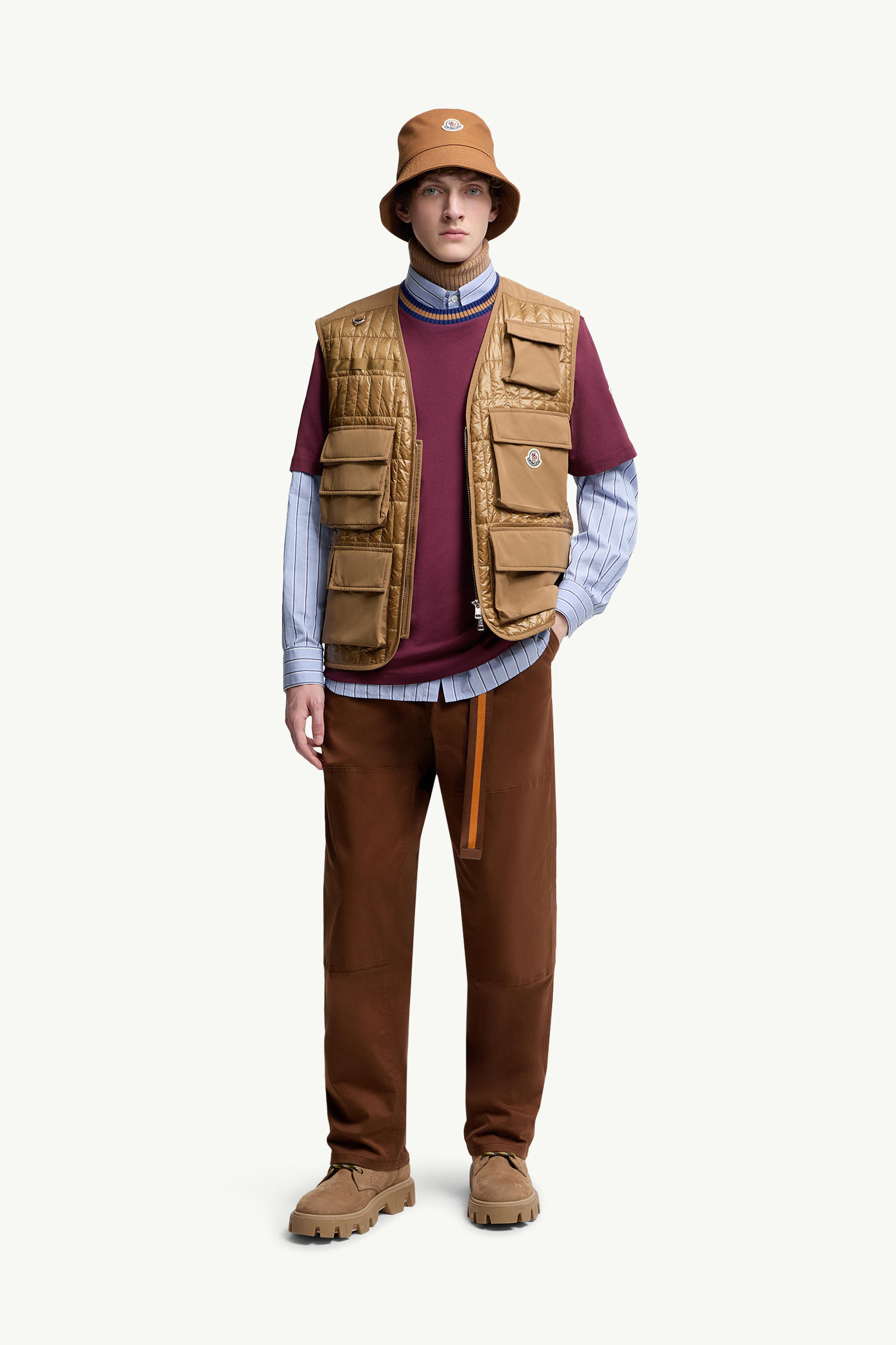 Ytise Vertical-Quilted Padded Gilet Men Camel Beige Moncler 0