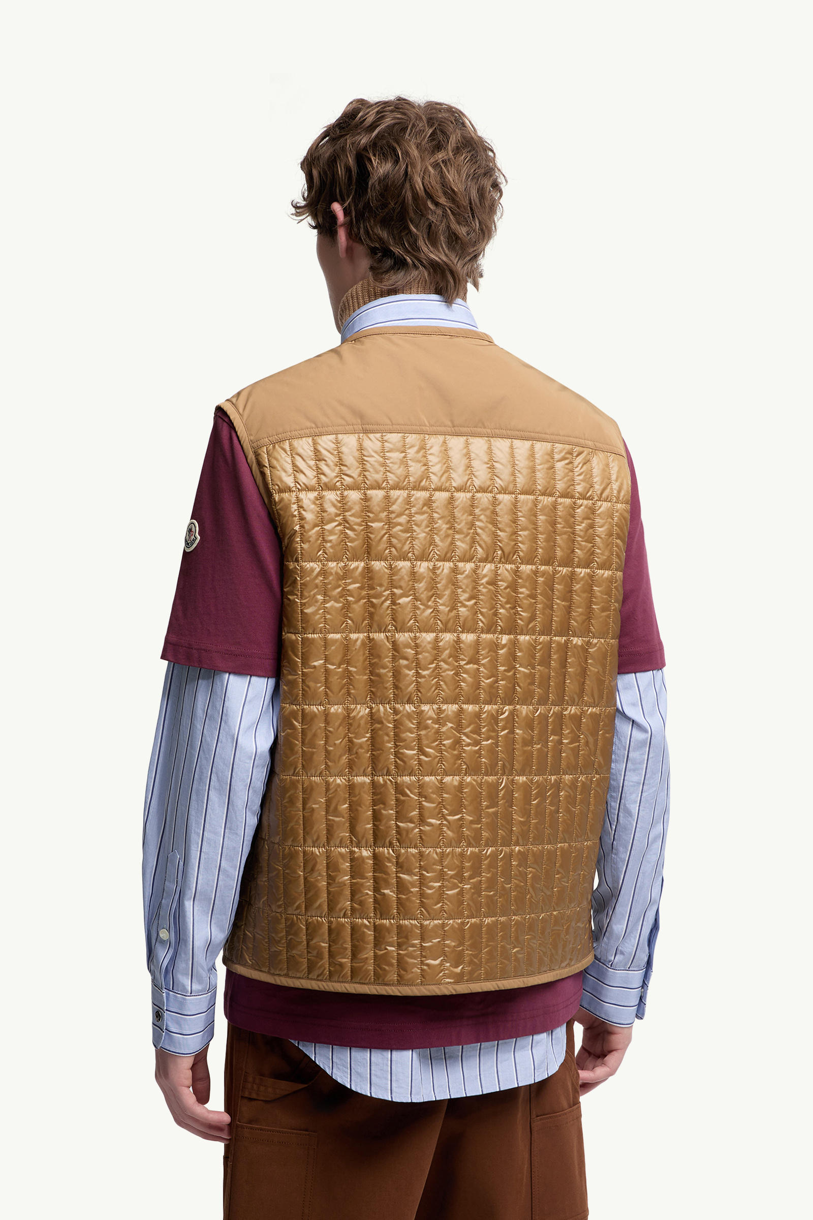 Ytise Vertical-Quilted Padded Gilet Men Camel Beige Moncler 4