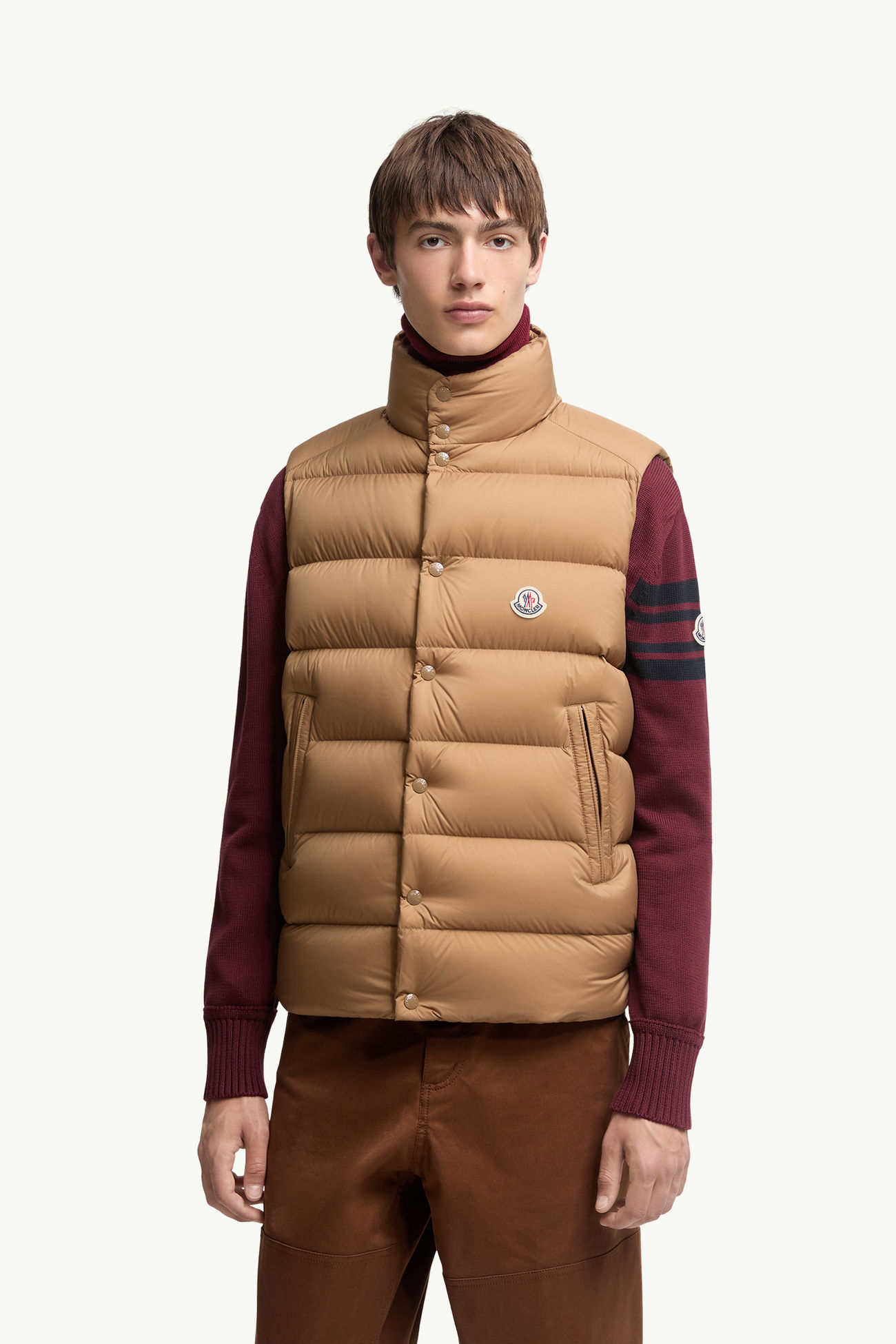 Tibb Down Gilet Men Camel Beige Moncler 3