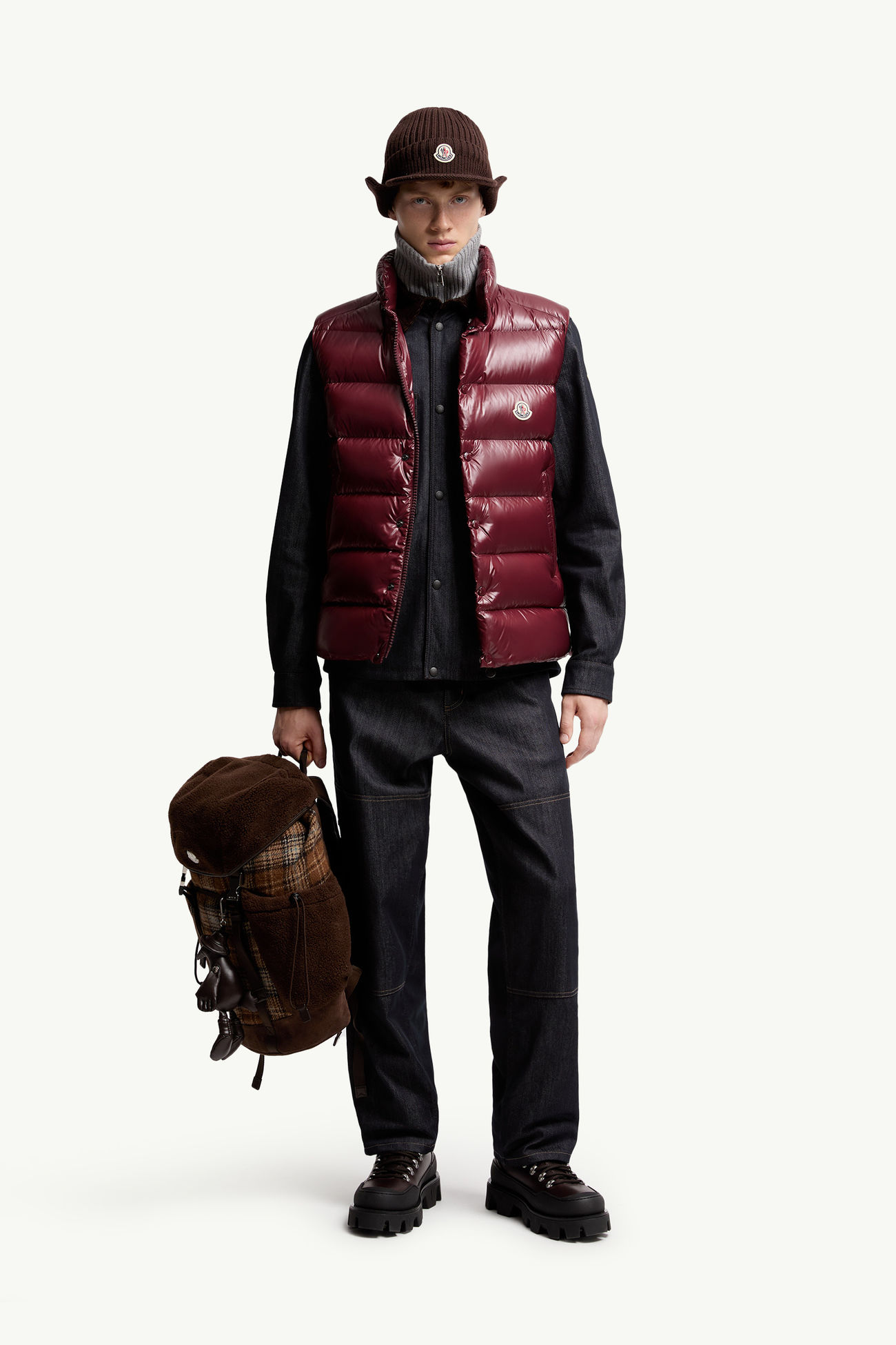 Tibb Daunenweste Herren Burgunderrot Moncler 0