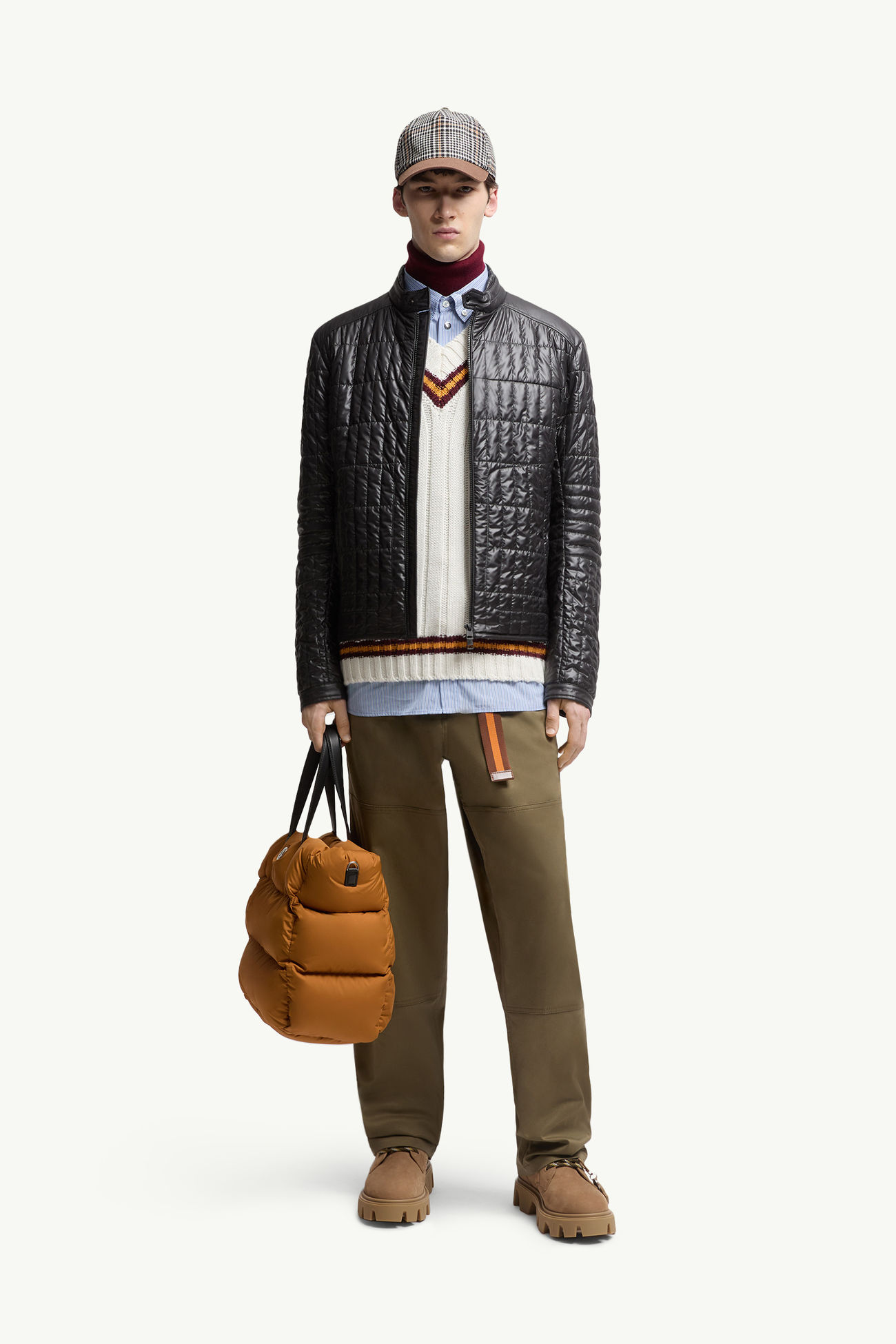 Chaqueta motera con acolchado vertical Lasne Hombre Negro Moncler 0