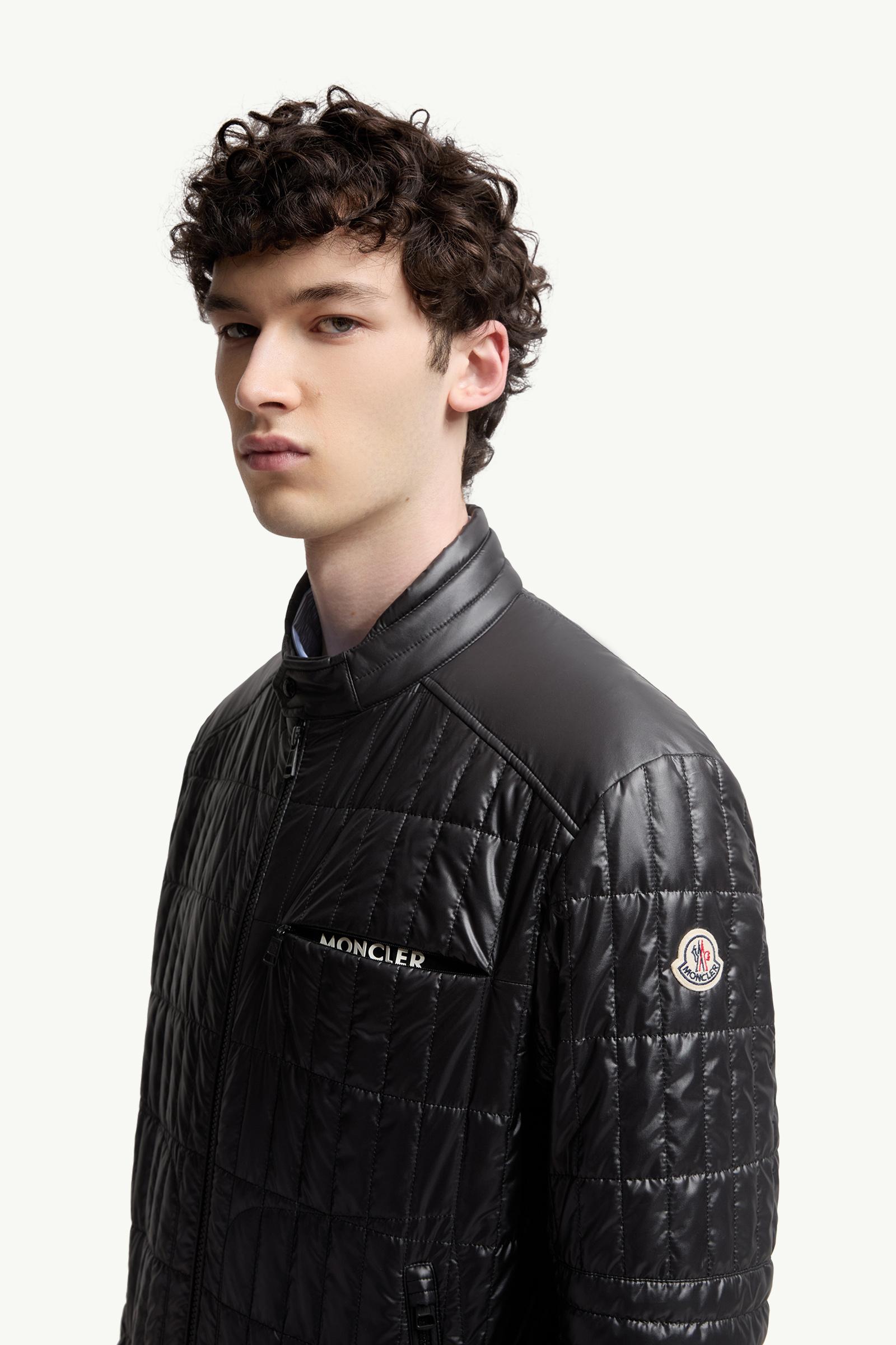 Lasne Vertical-Quilted Padded Biker Jacket Men Black Moncler 1