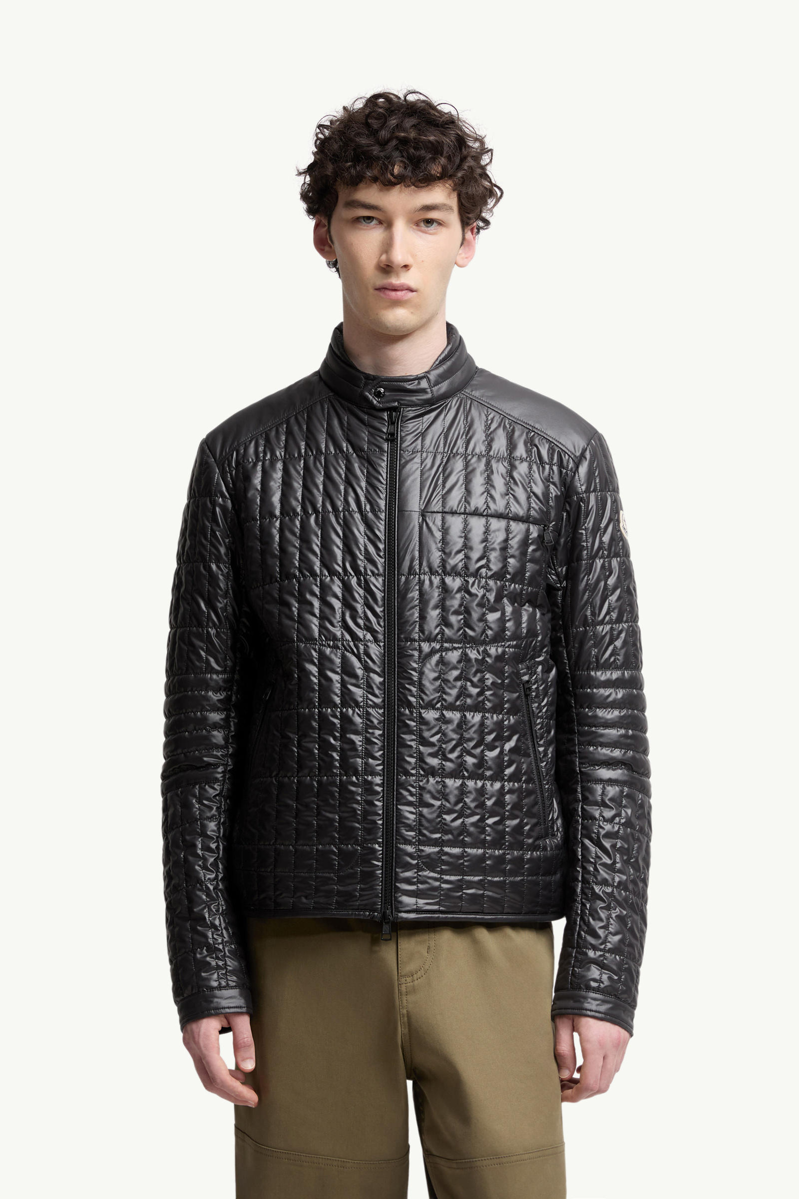 Lasne Vertical-Quilted Padded Biker Jacket Men Black Moncler 3