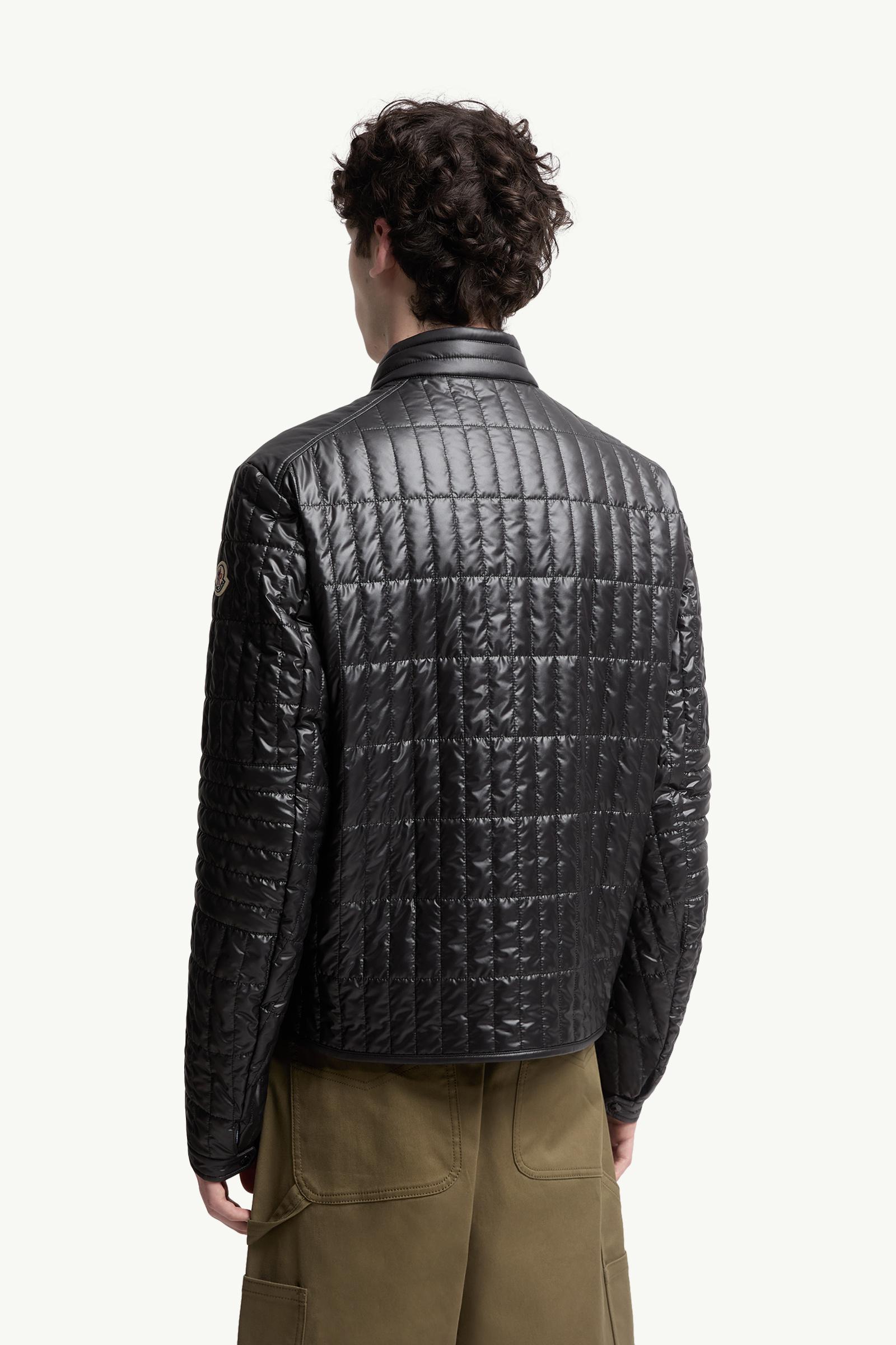 Black Lasne Vertical-Quilted Padded Biker Jacket - Short Down