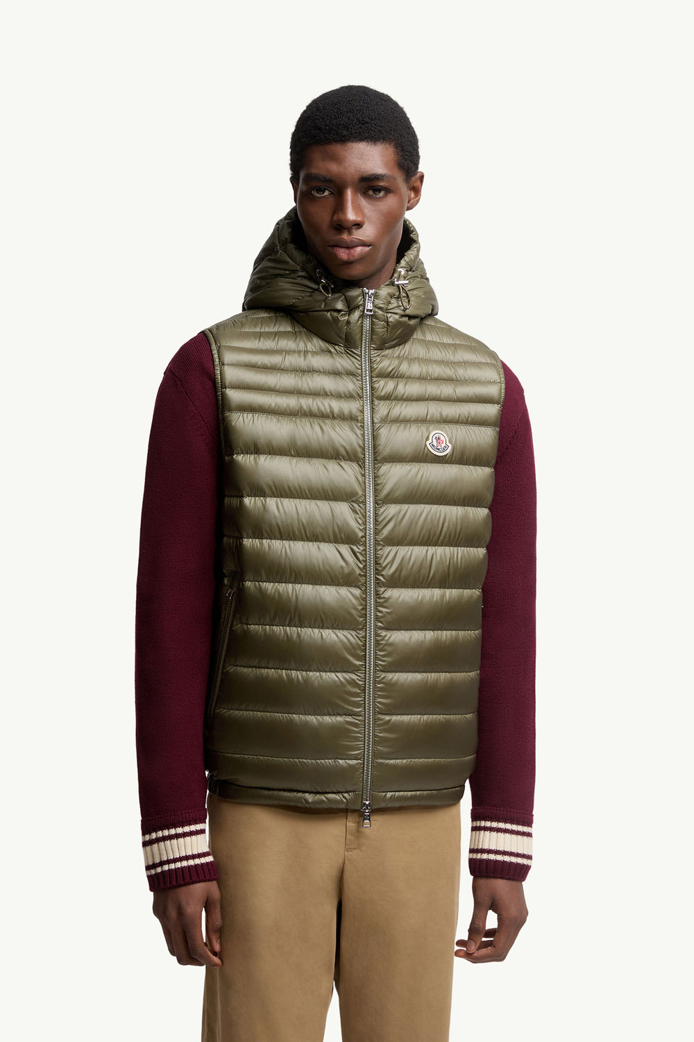 Orant Hooded Down Vest Men Olive Green Moncler 3