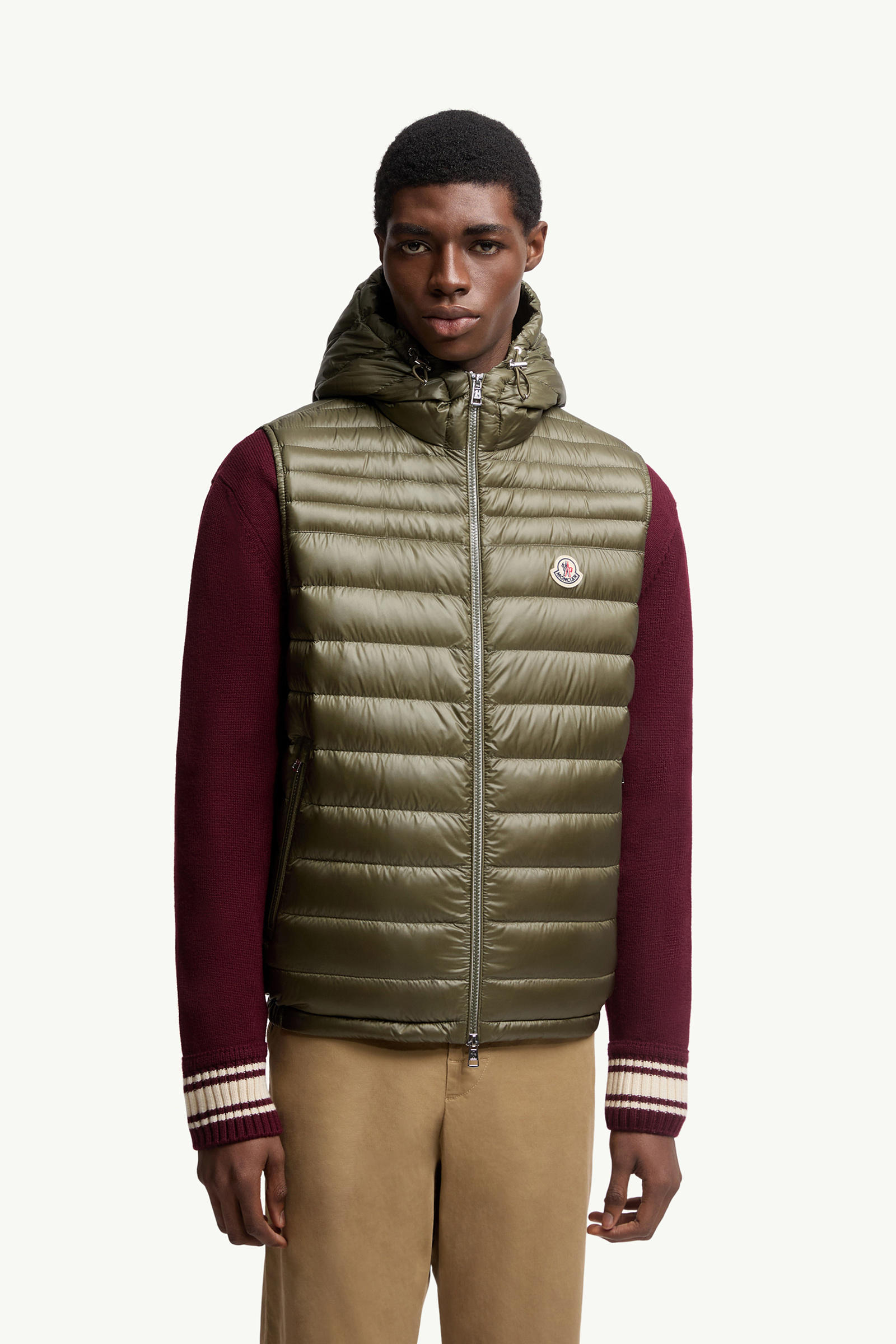 Orant Hooded Down Vest Men Olive Green Moncler 3