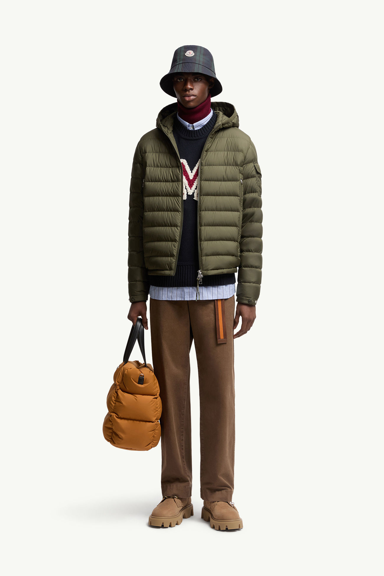 Galionショートダウンジャケット メンズ オリーブグリーン Moncler 0