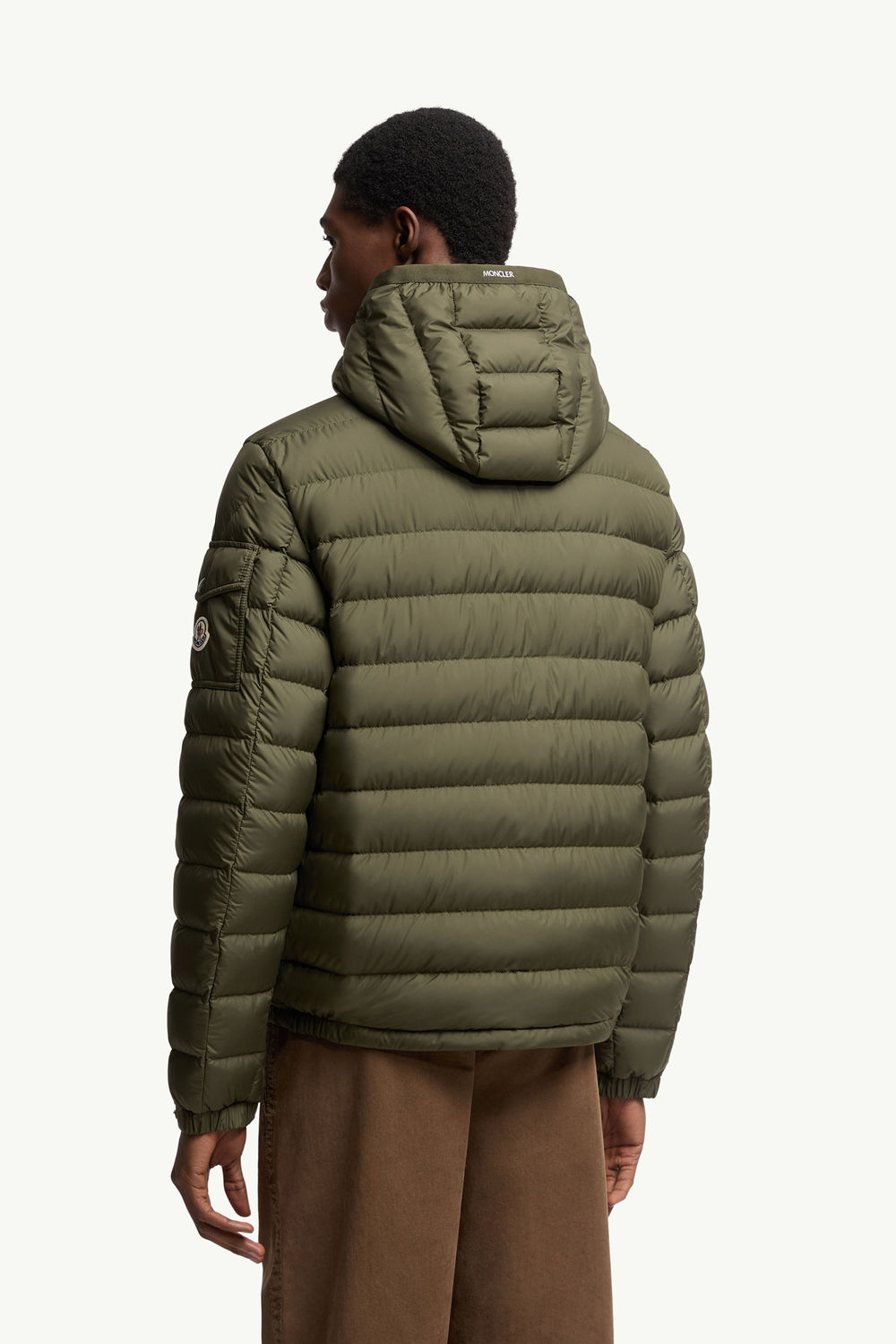Galion Hooded Short Down Jacket Men Olive Green Moncler 4